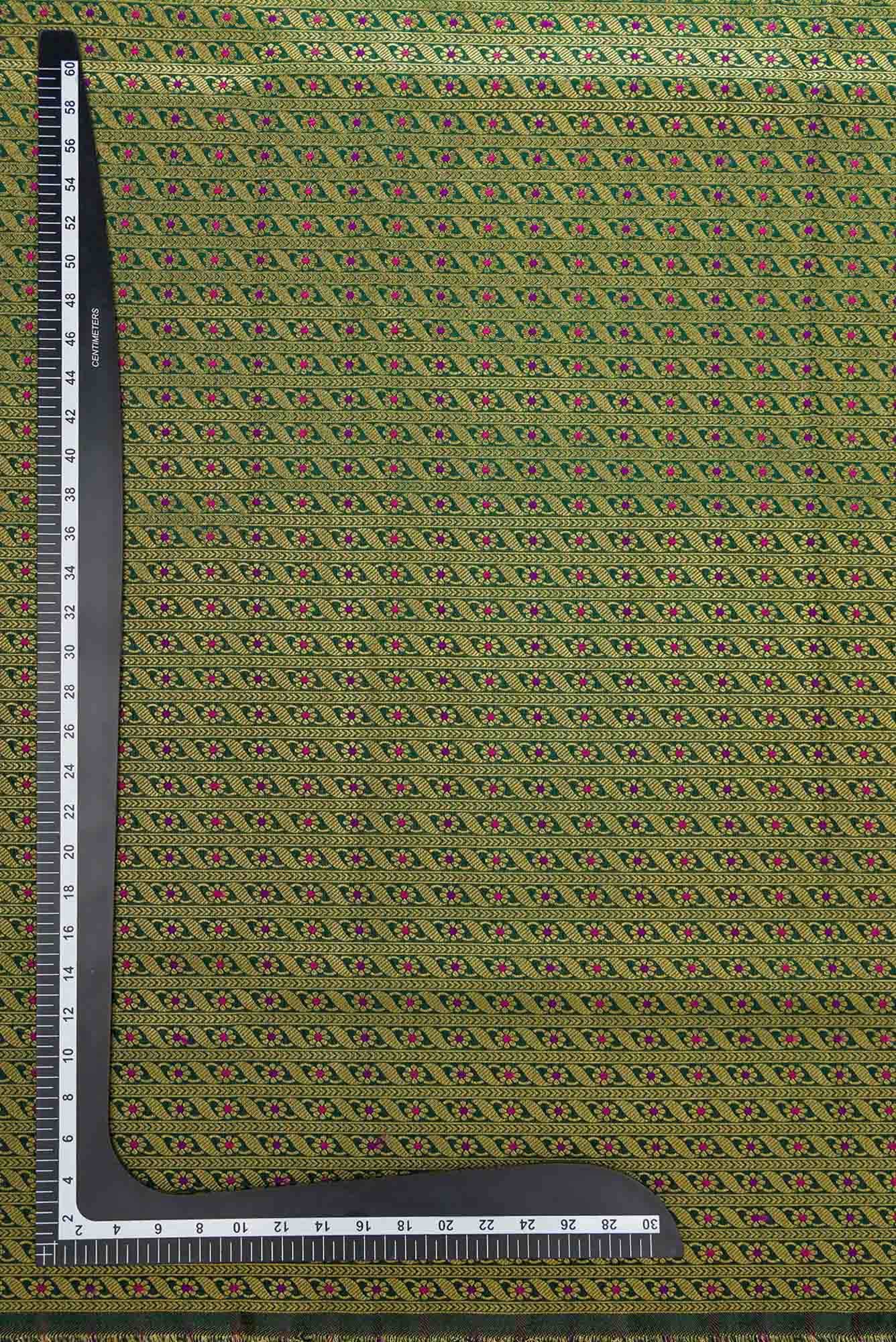 Green Blended Banarasi Silk Dress Material