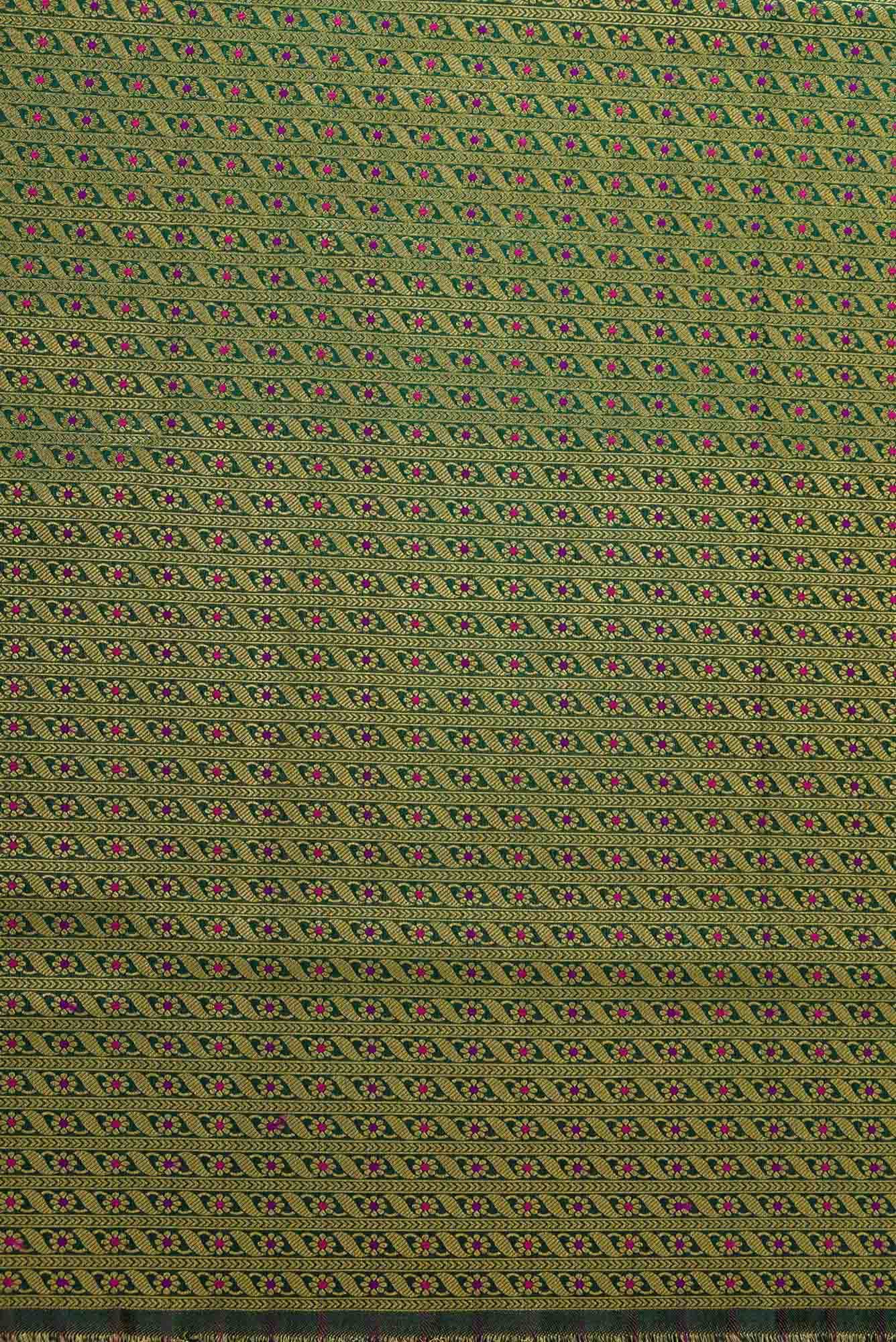 Green Blended Banarasi Silk Dress Material