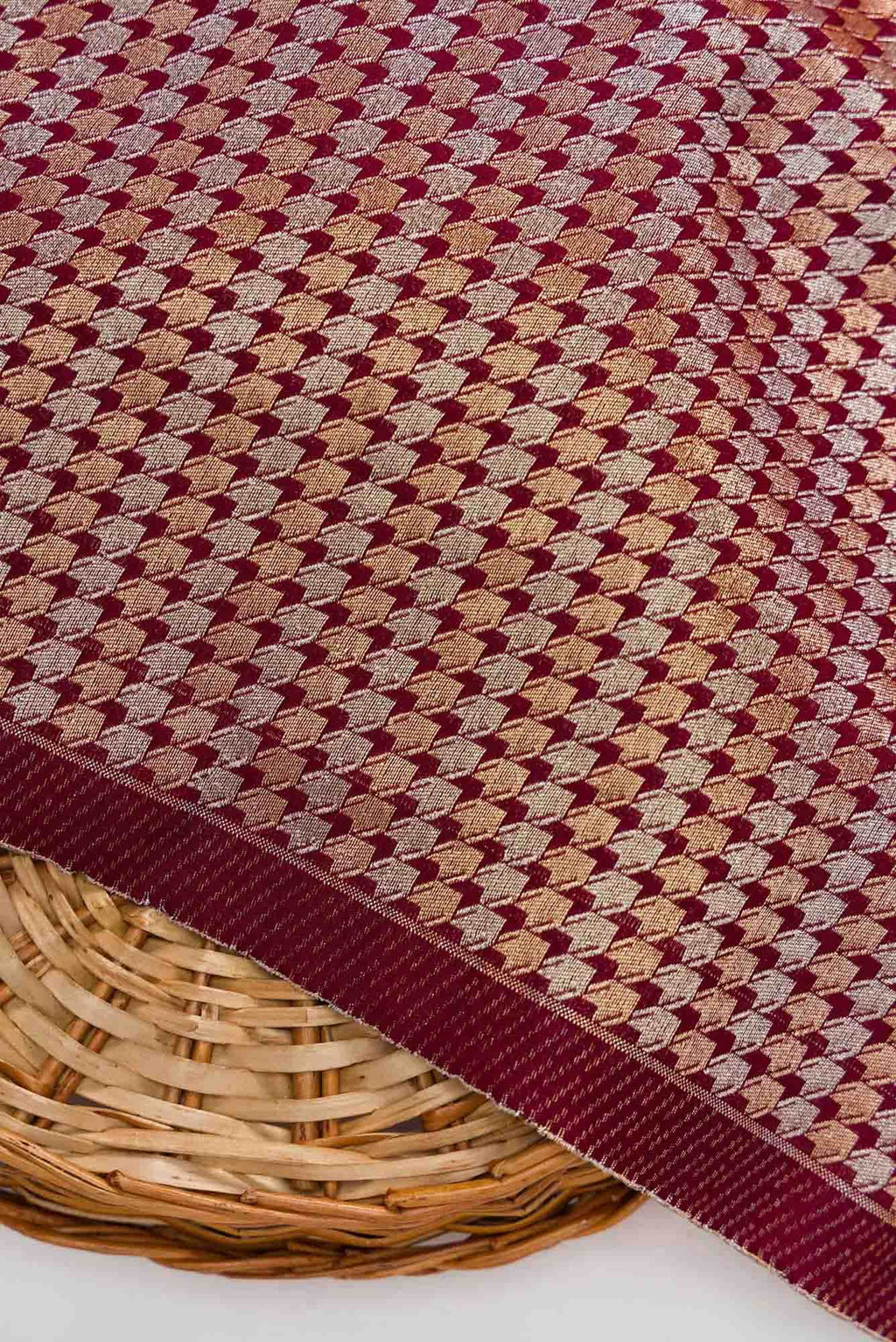 Maroon Blended Banarasi Silk Dress Material