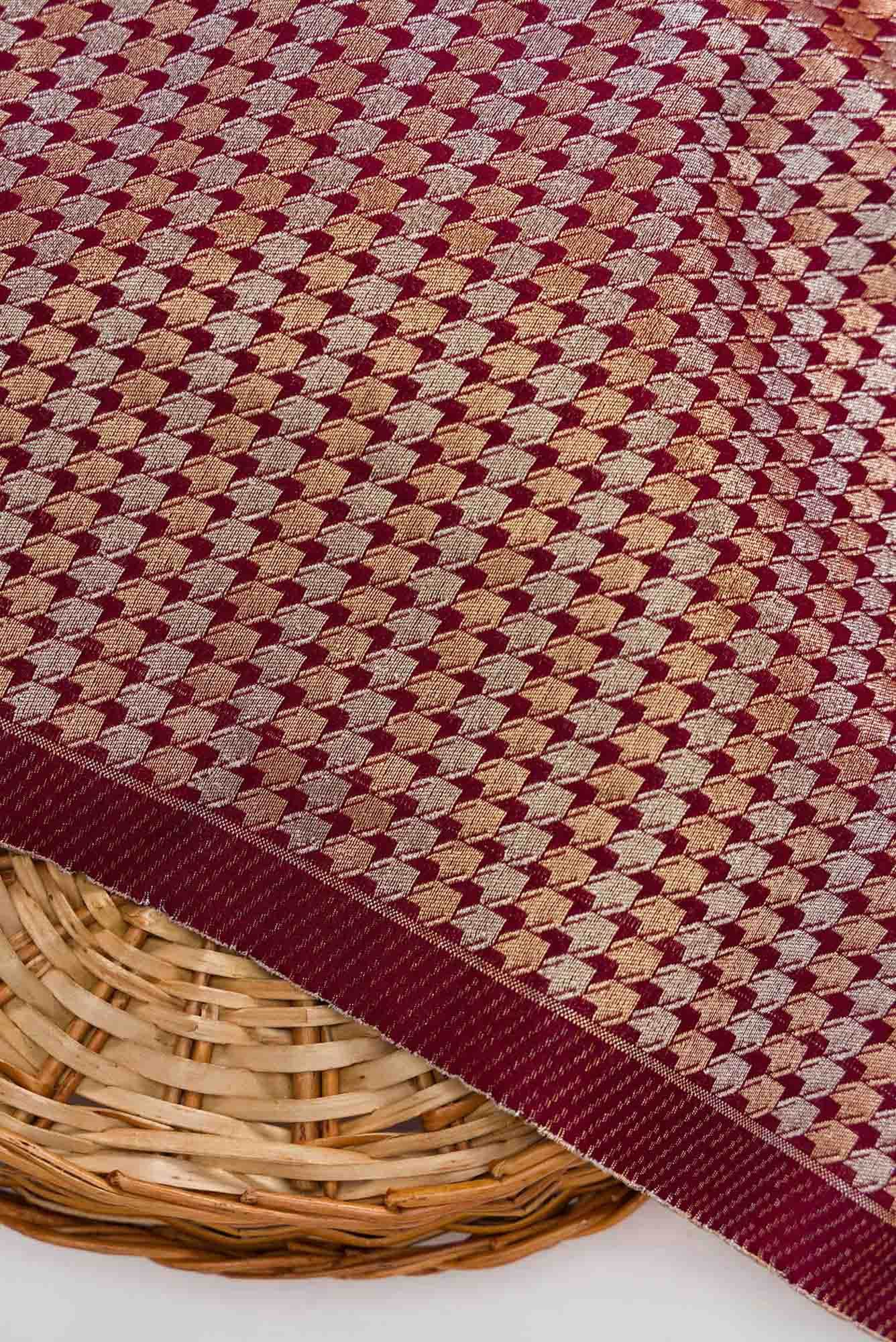 Maroon Blended Banarasi Silk Dress Material