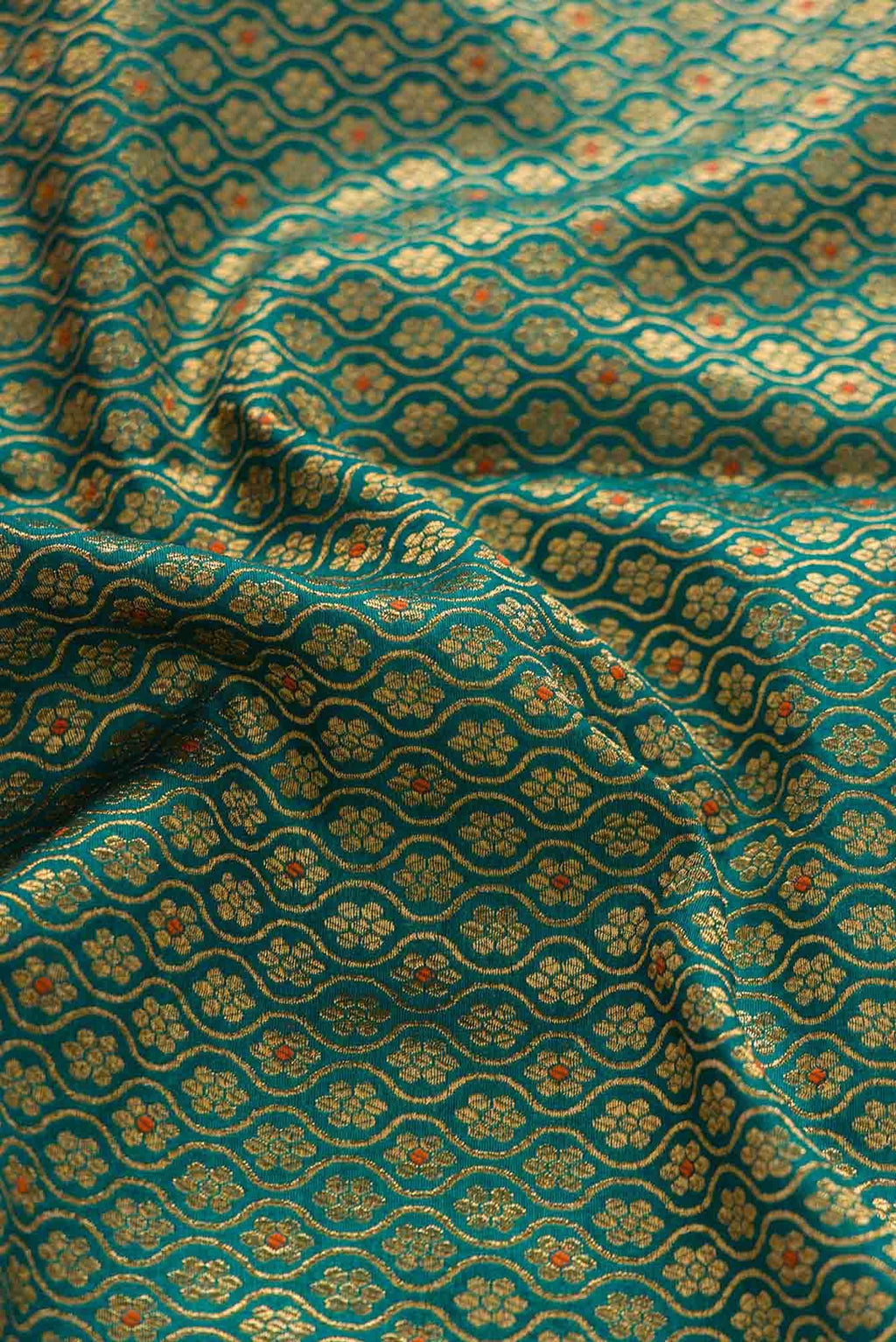 Green Blended Banarasi Silk Dress Material