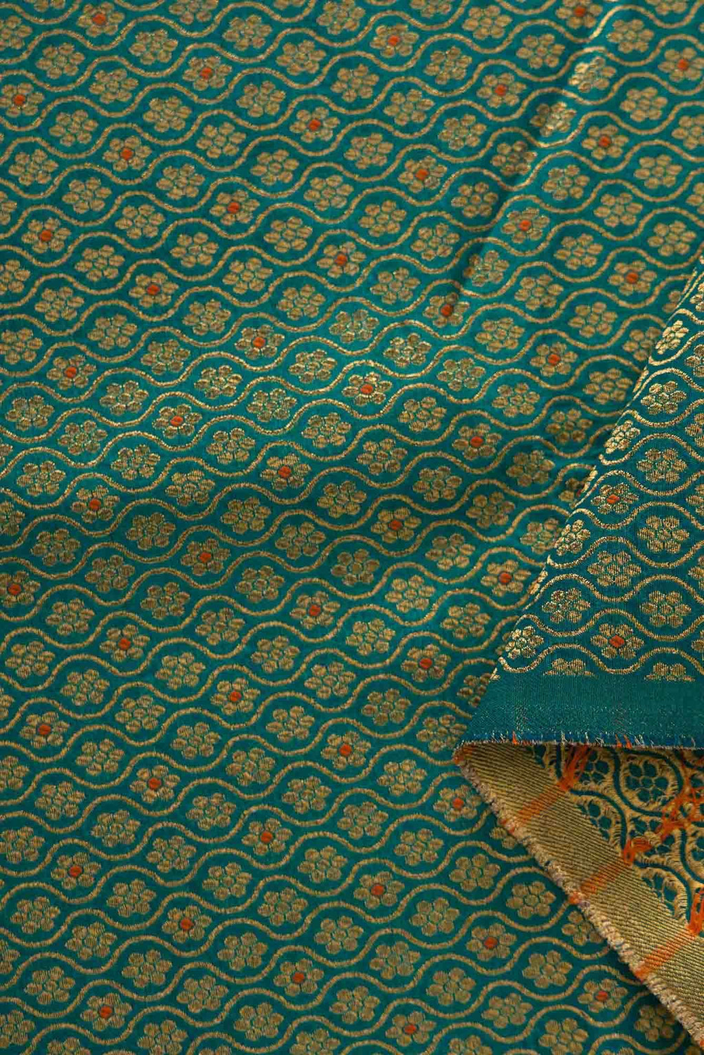 Green Blended Banarasi Silk Dress Material