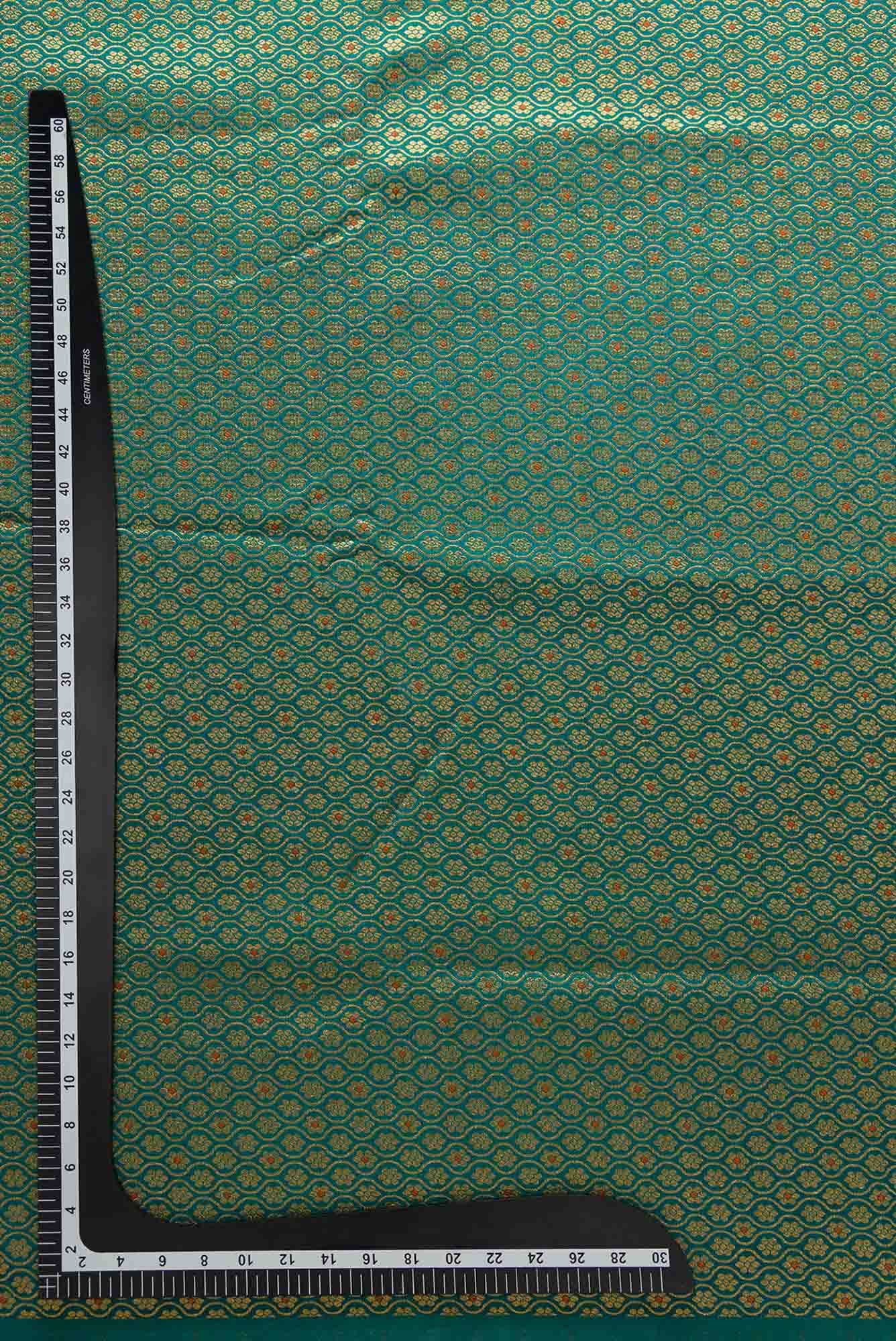 Green Blended Banarasi Silk Dress Material