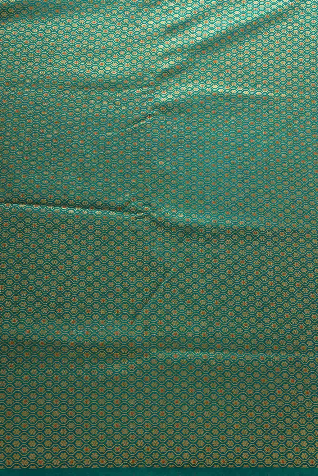 Green Blended Banarasi Silk Dress Material