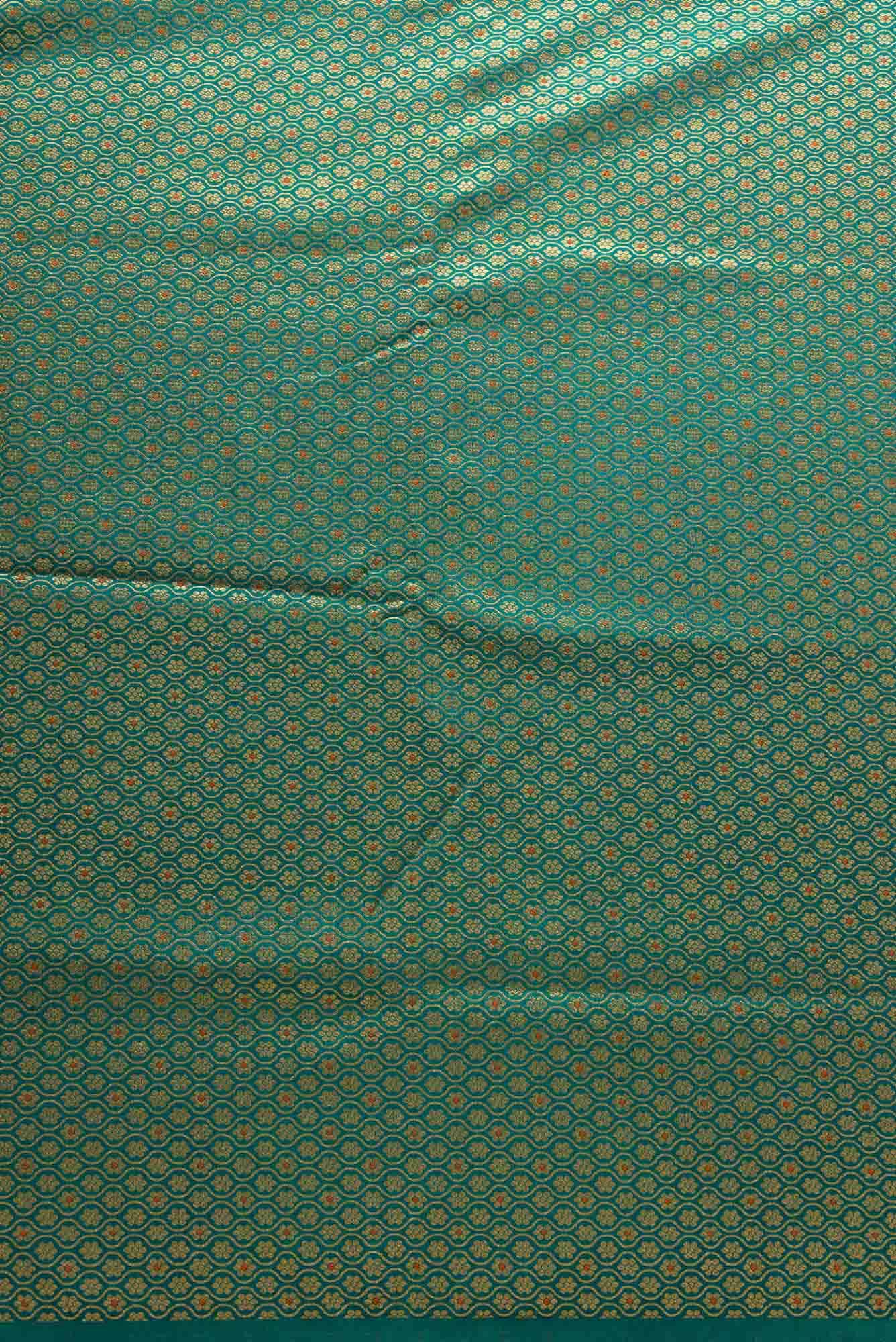 Green Blended Banarasi Silk Dress Material
