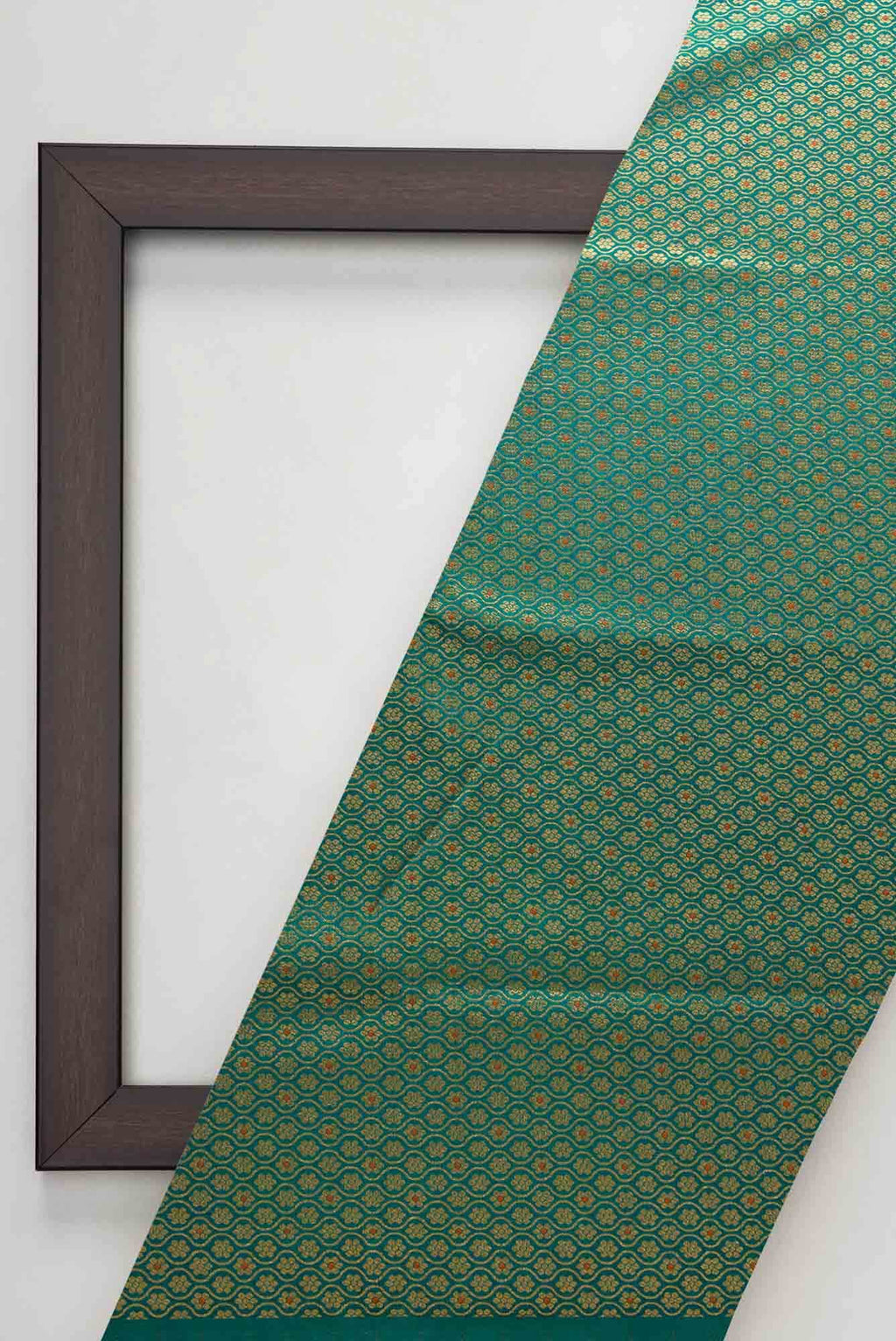 Green Blended Banarasi Silk Dress Material