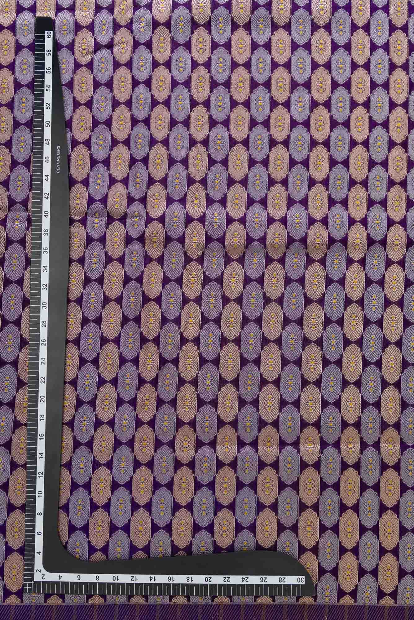 Navy Blue Blended Banarasi Silk Dress Material