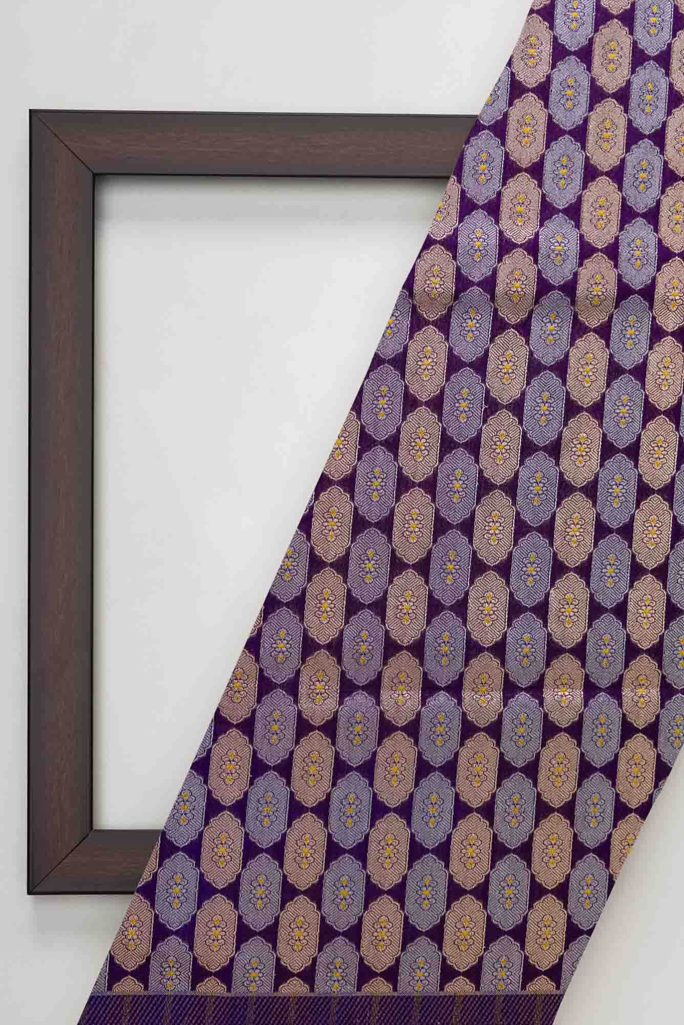 Navy Blue Blended Banarasi Silk Dress Material