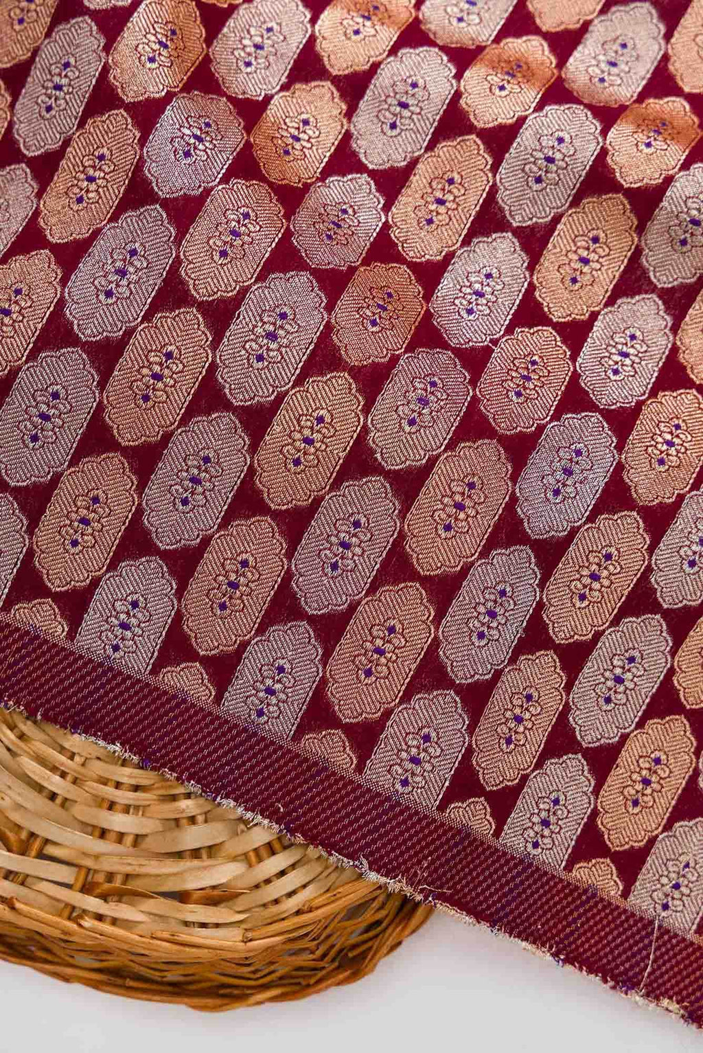 Maroon Blended Banarasi Silk Dress Material