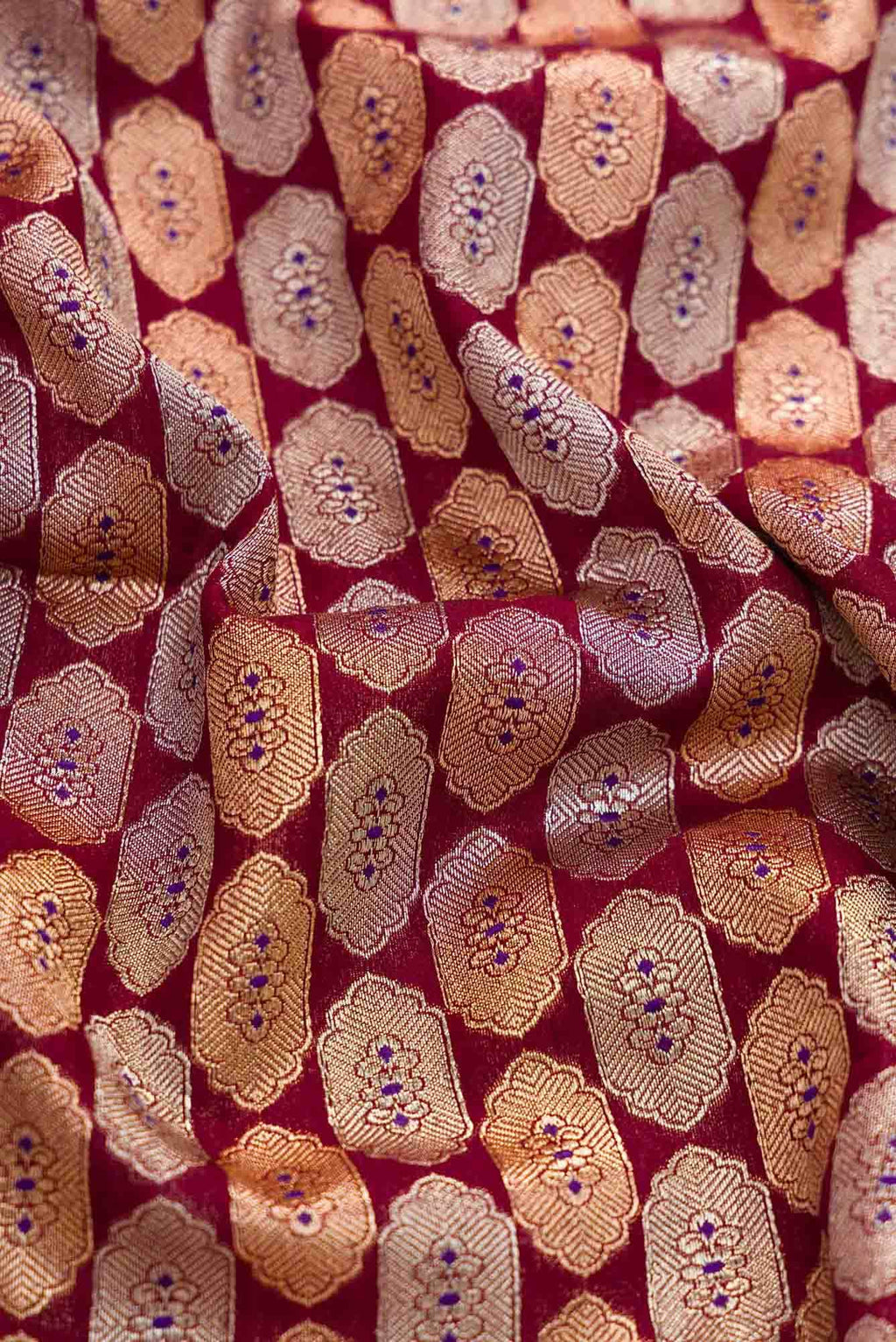 Maroon Blended Banarasi Silk Dress Material
