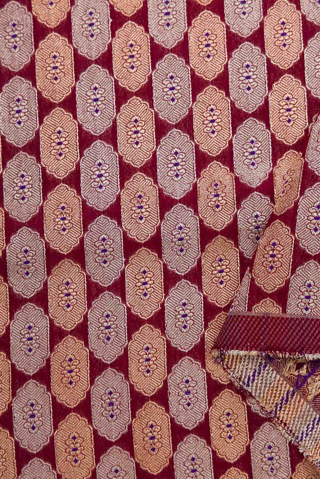 Maroon Blended Banarasi Silk Dress Material