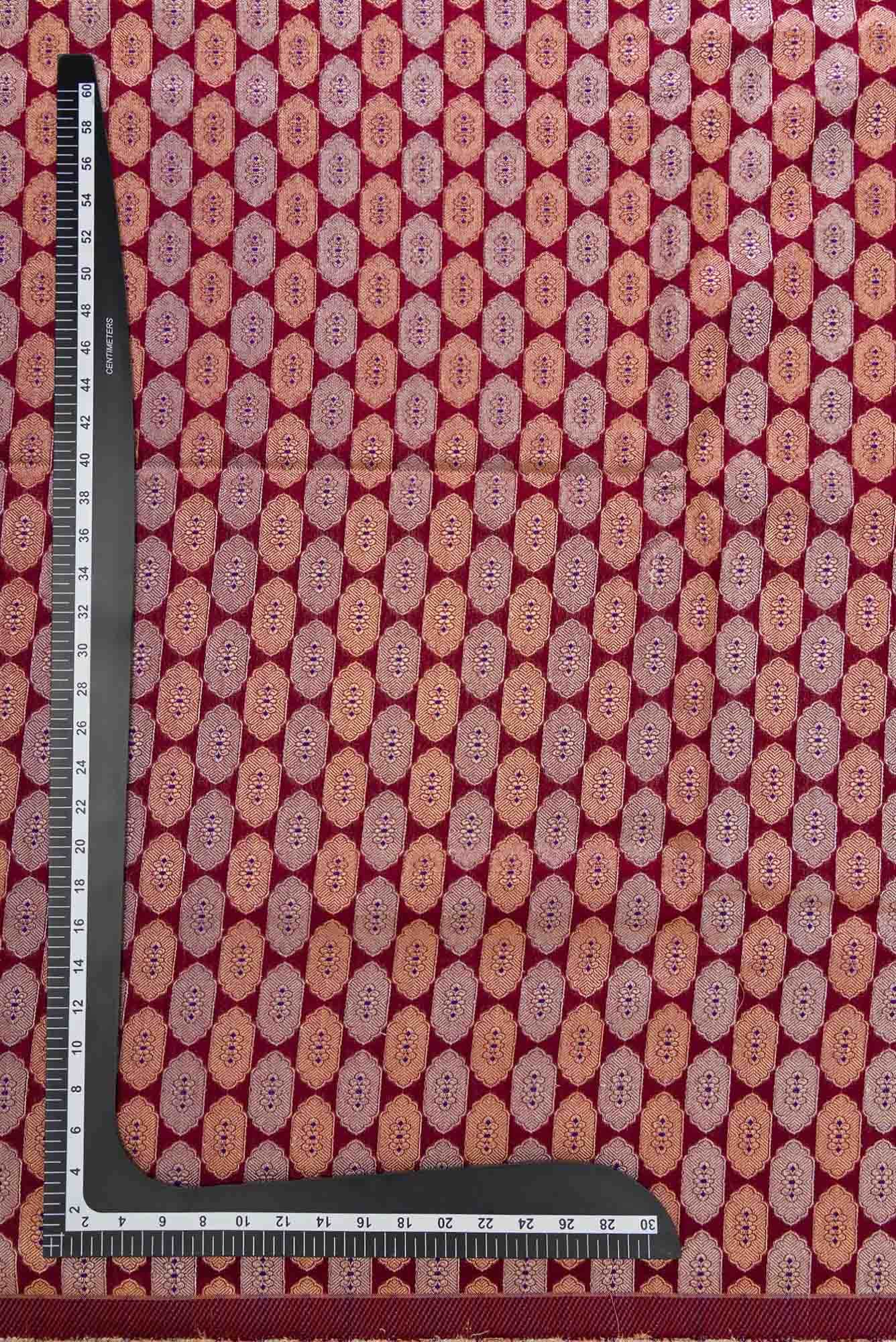 Maroon Blended Banarasi Silk Dress Material
