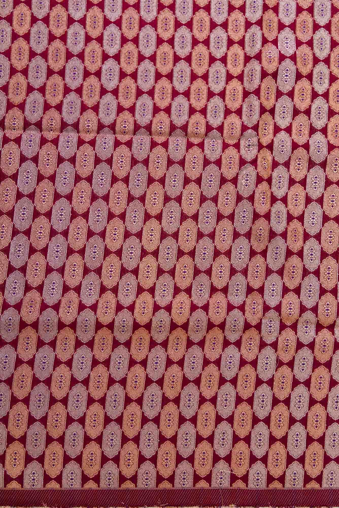 Maroon Blended Banarasi Silk Dress Material