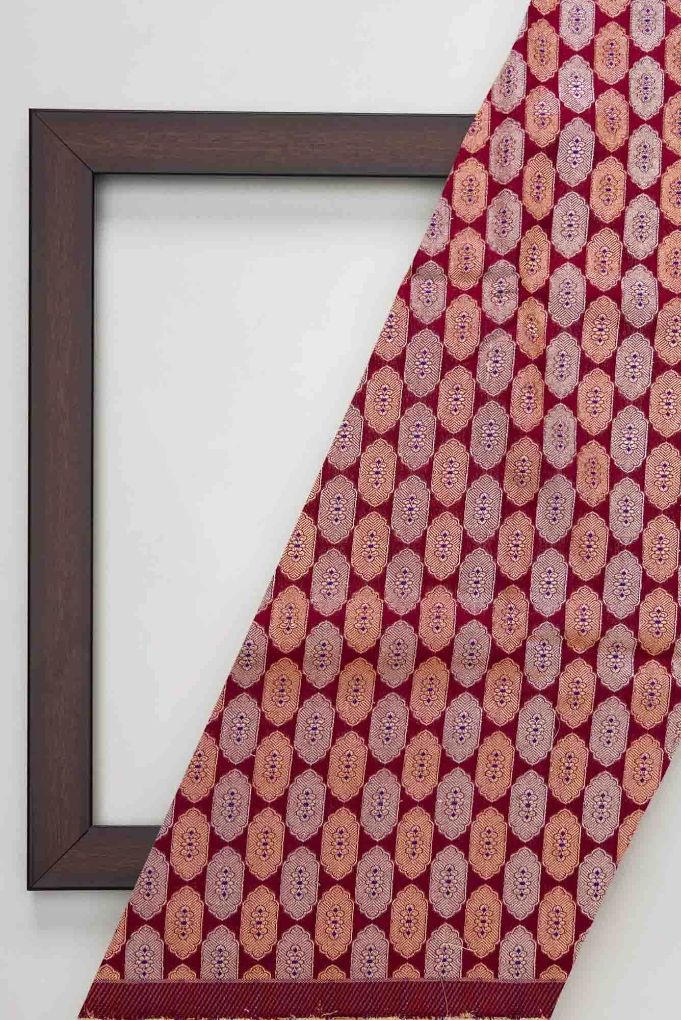 Maroon Blended Banarasi Silk Dress Material