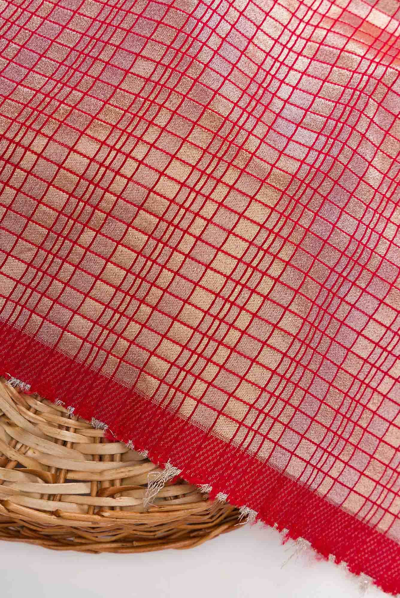 Maroon Blended Banarasi Silk Dress Material