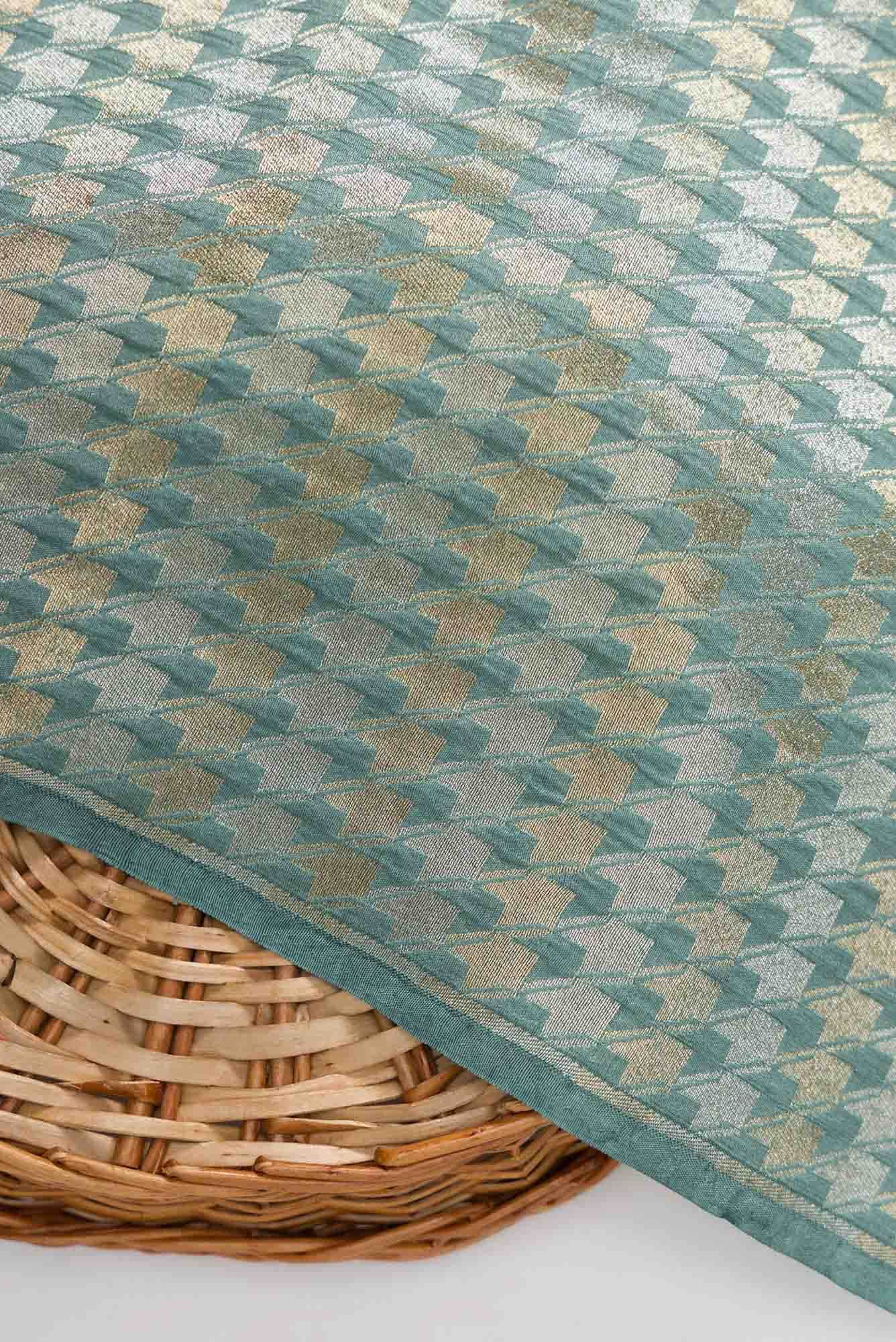 Blue Banarasi Silk Dress Material