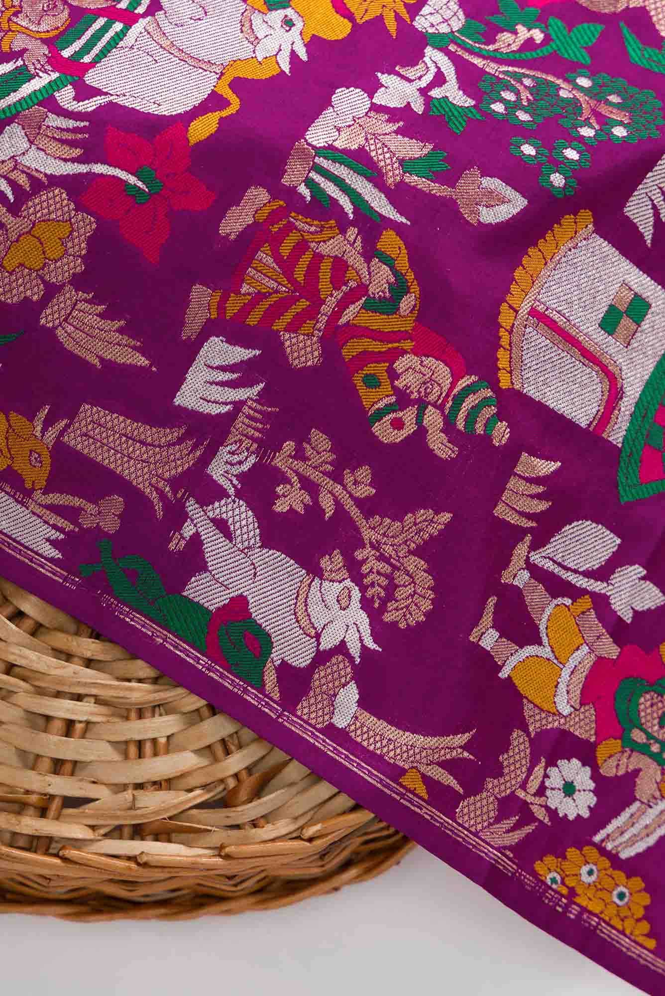 Purple Banarasi Silk Dress Material