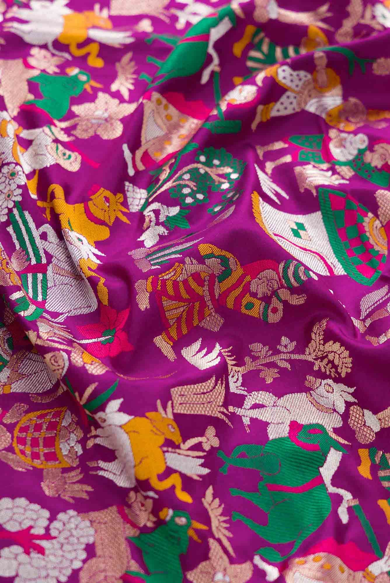 Purple Banarasi Silk Dress Material