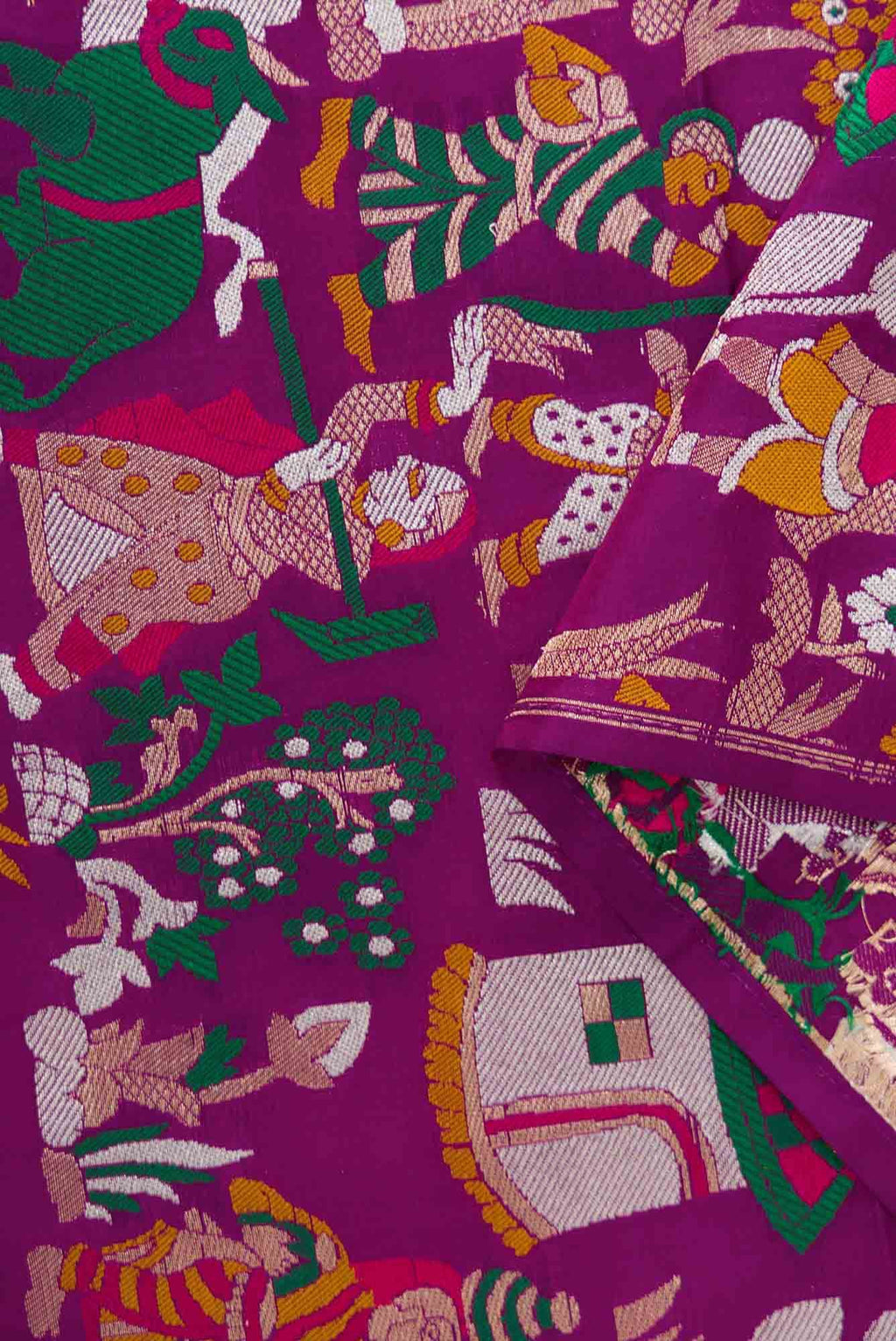 Purple Banarasi Silk Dress Material