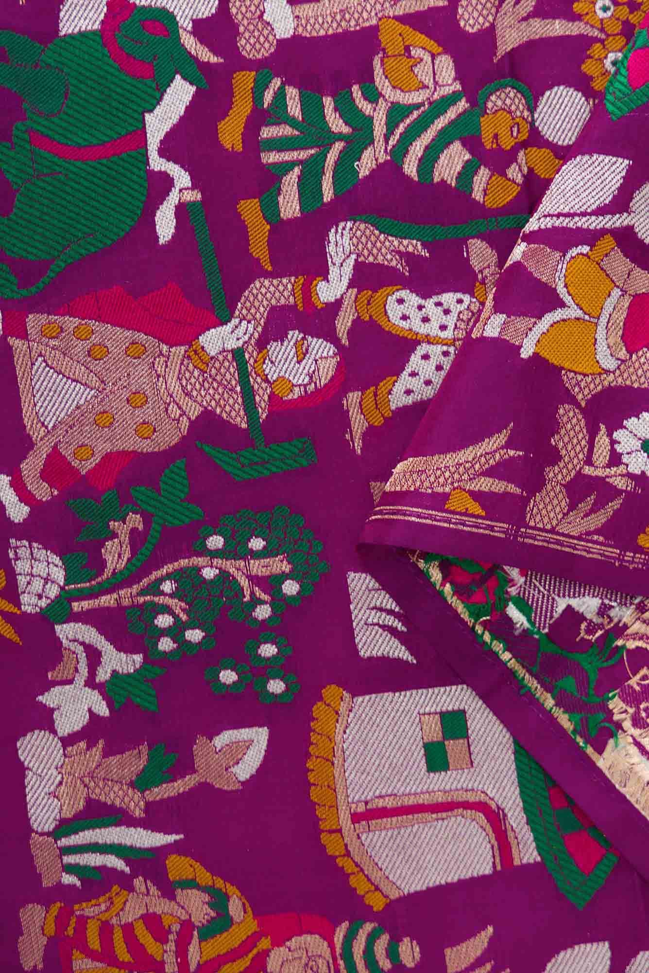 Purple Banarasi Silk Dress Material