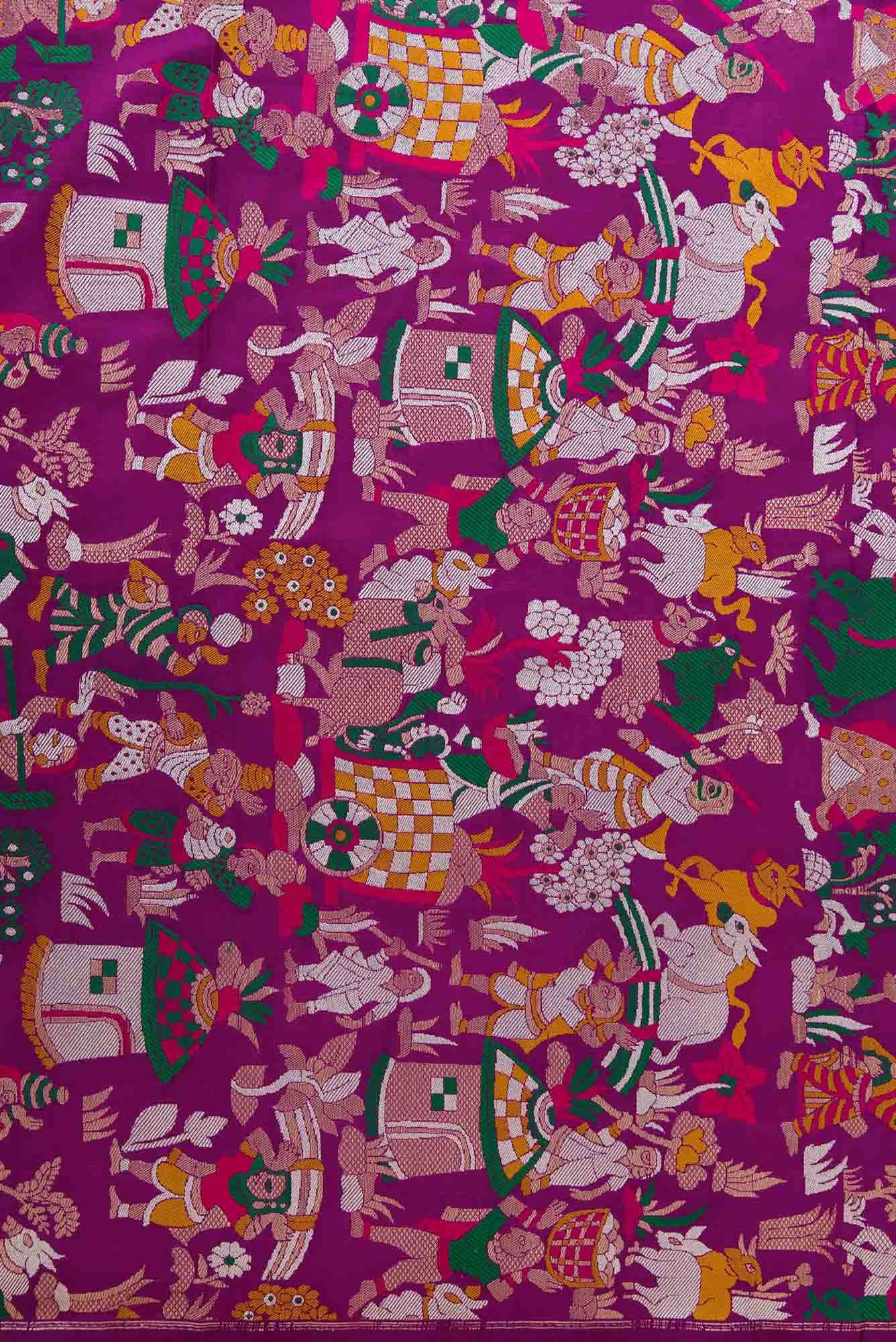 Purple Banarasi Silk Dress Material