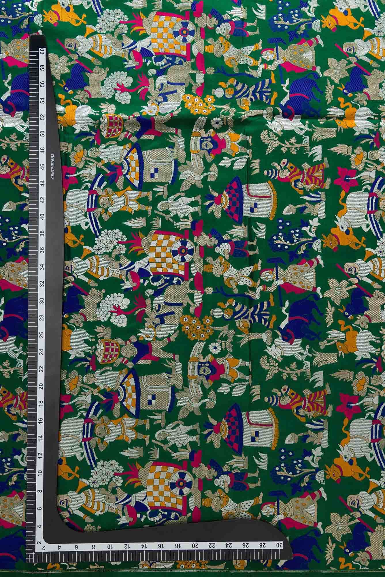 Green Banarasi Silk Dress Material