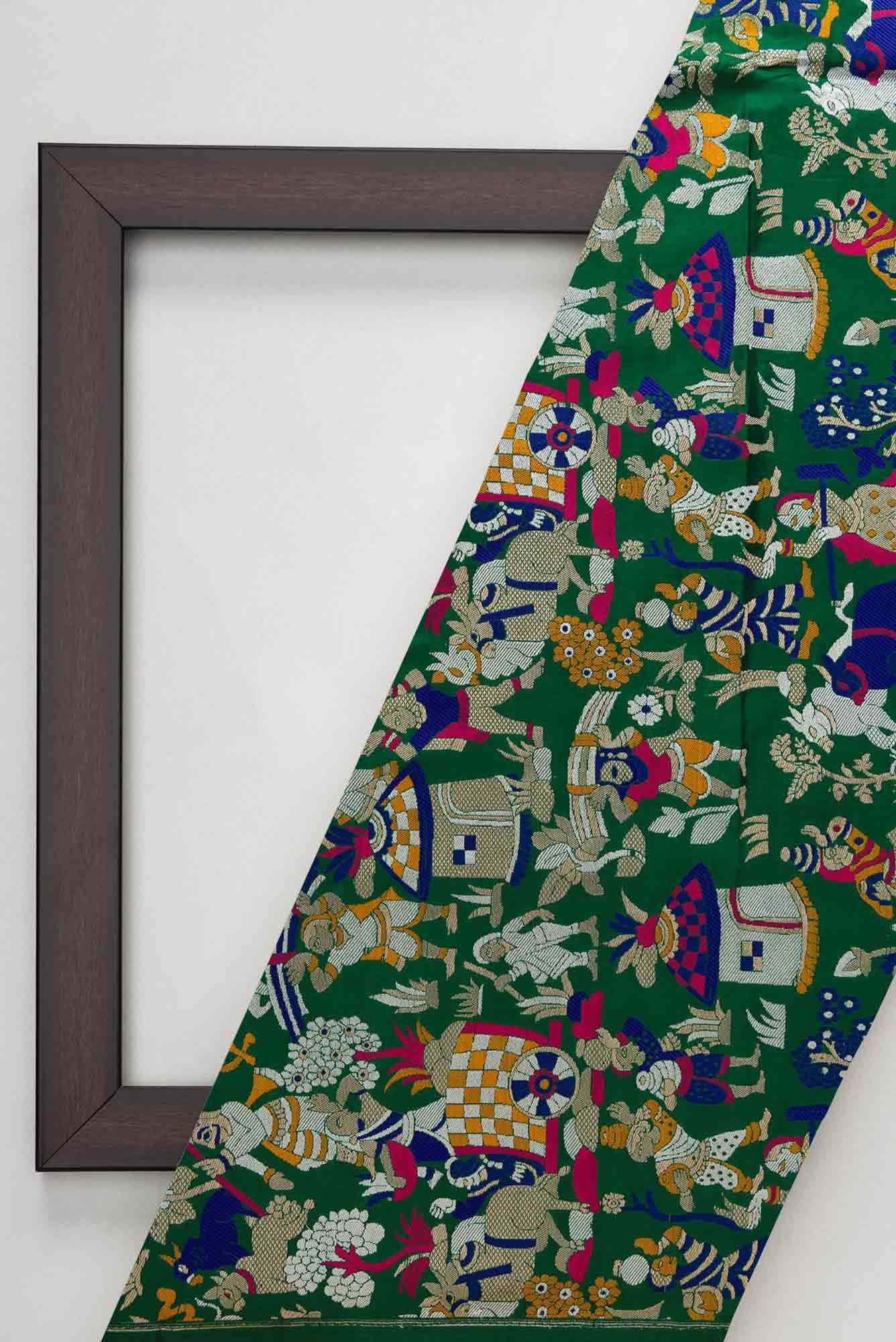 Green Banarasi Silk Dress Material