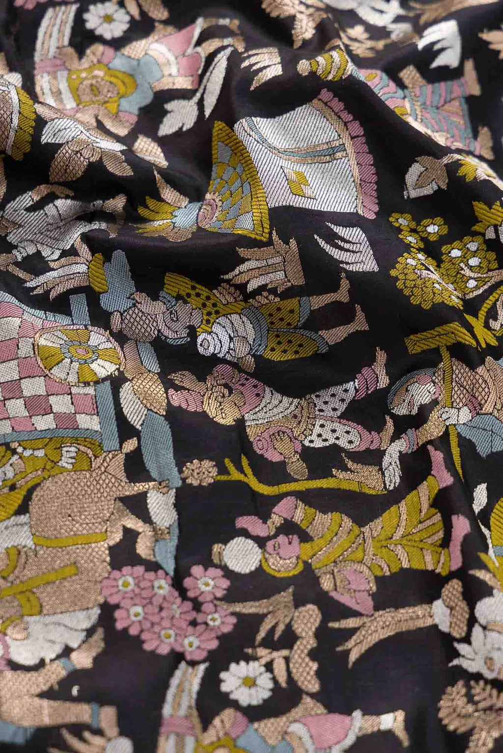 Black Banarasi Silk Dress Material