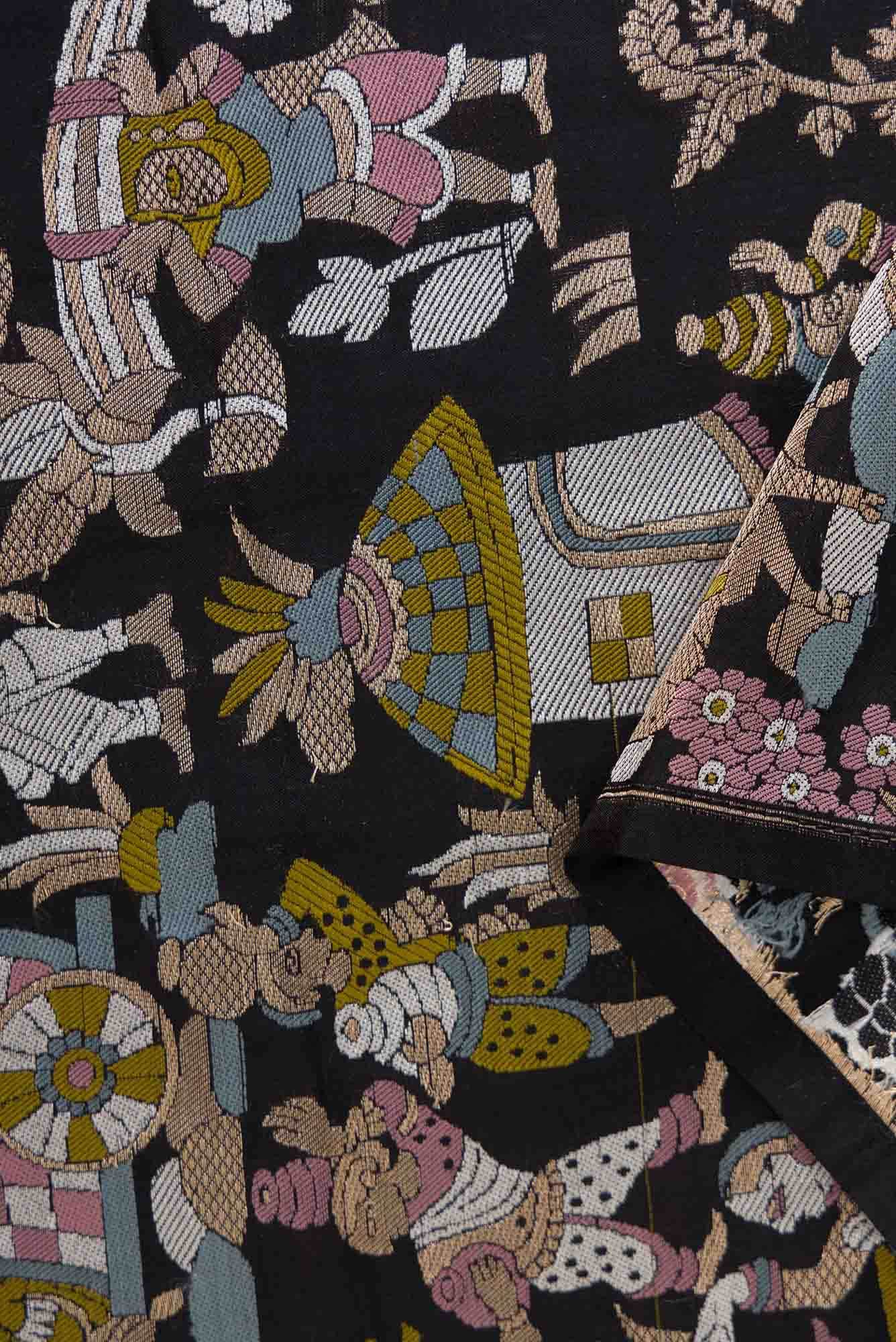Black Banarasi Silk Dress Material