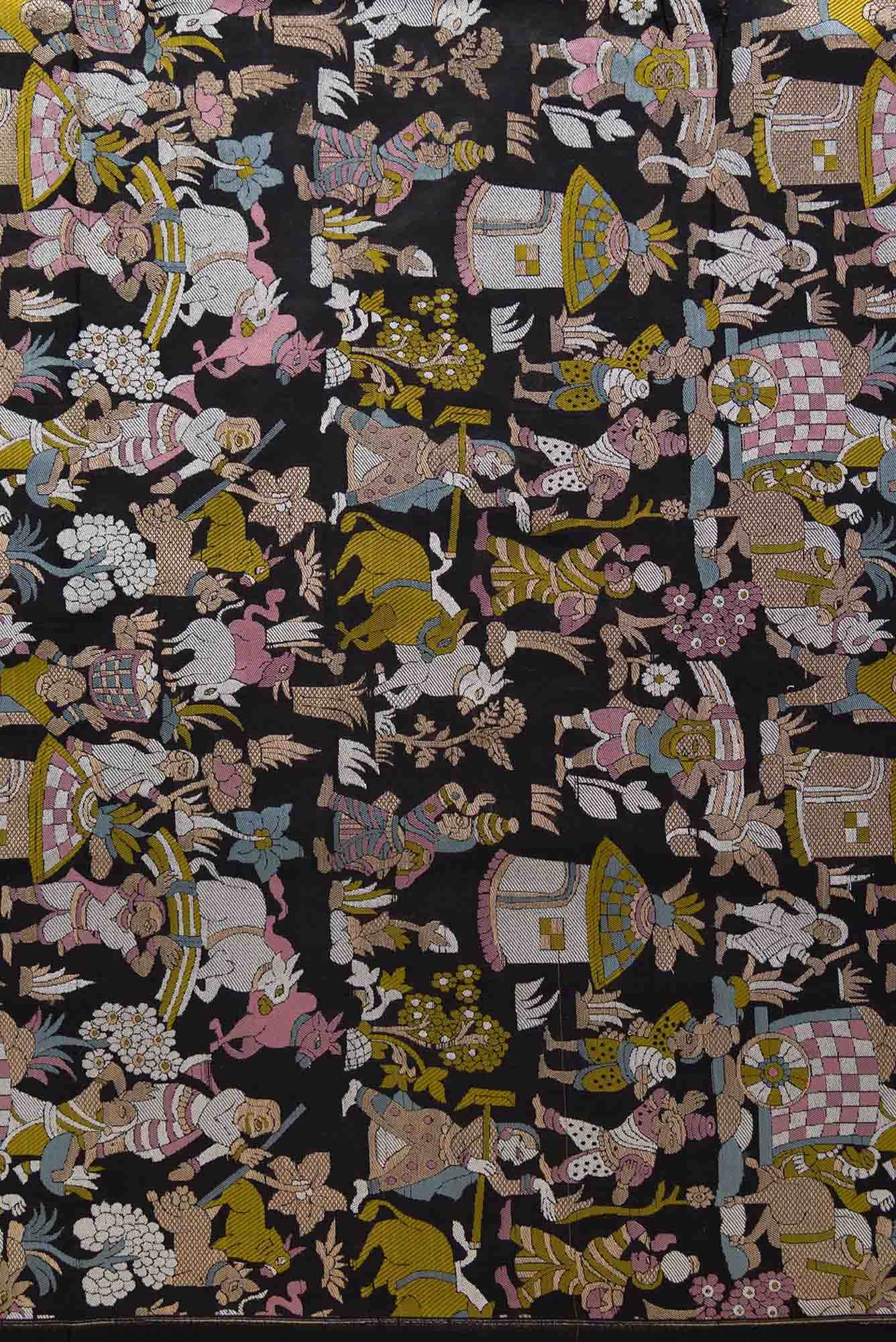 Black Banarasi Silk Dress Material