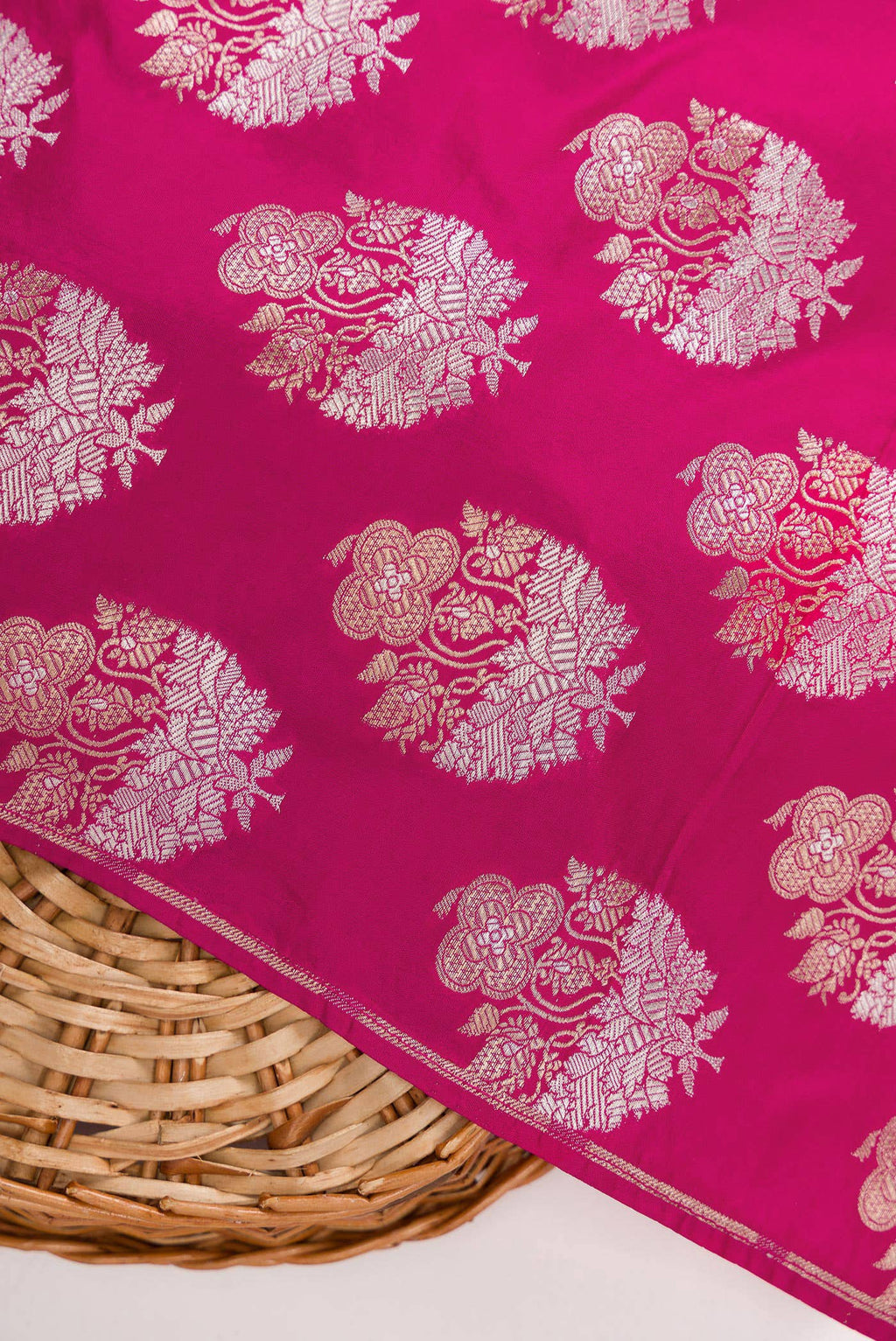 Rani Pink Banarasi Silk Dress Material