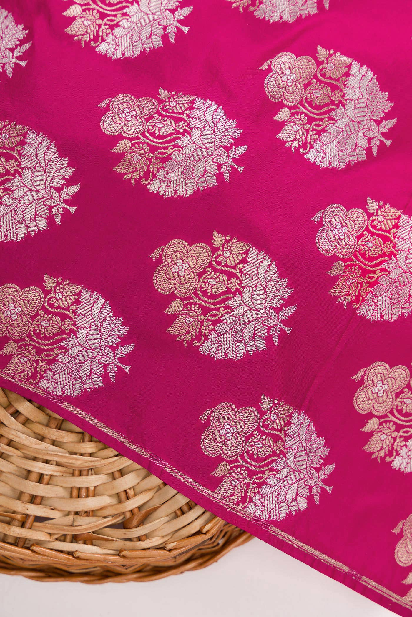 Rani Pink Banarasi Silk Dress Material