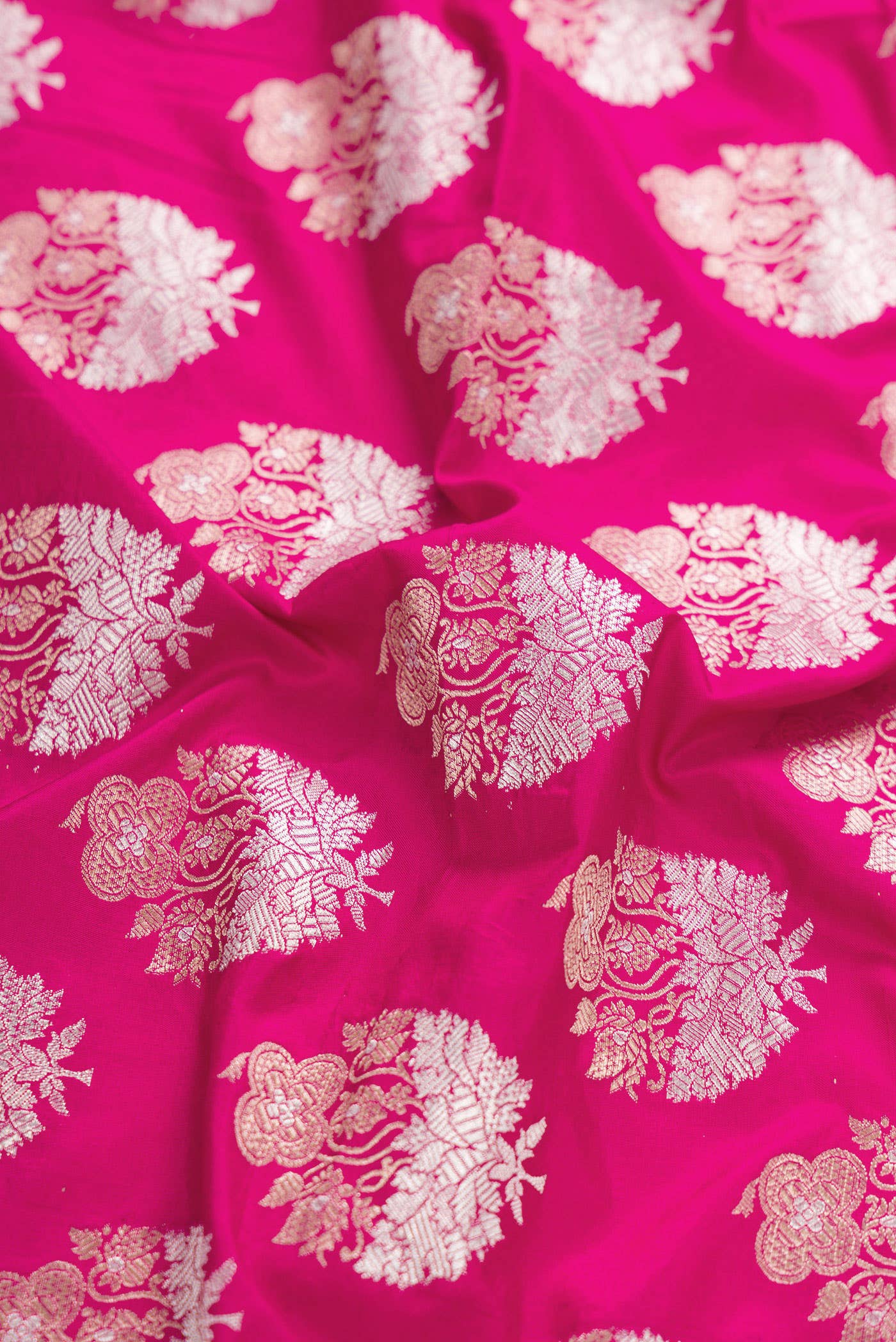 Rani Pink Banarasi Silk Dress Material