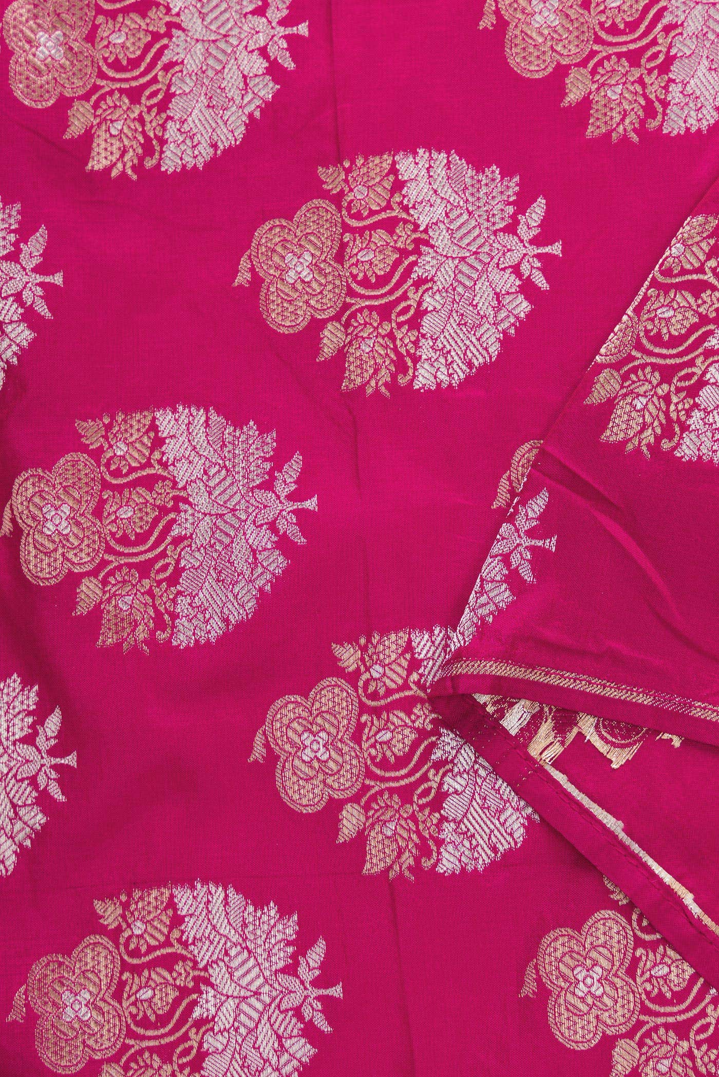 Rani Pink Banarasi Silk Dress Material