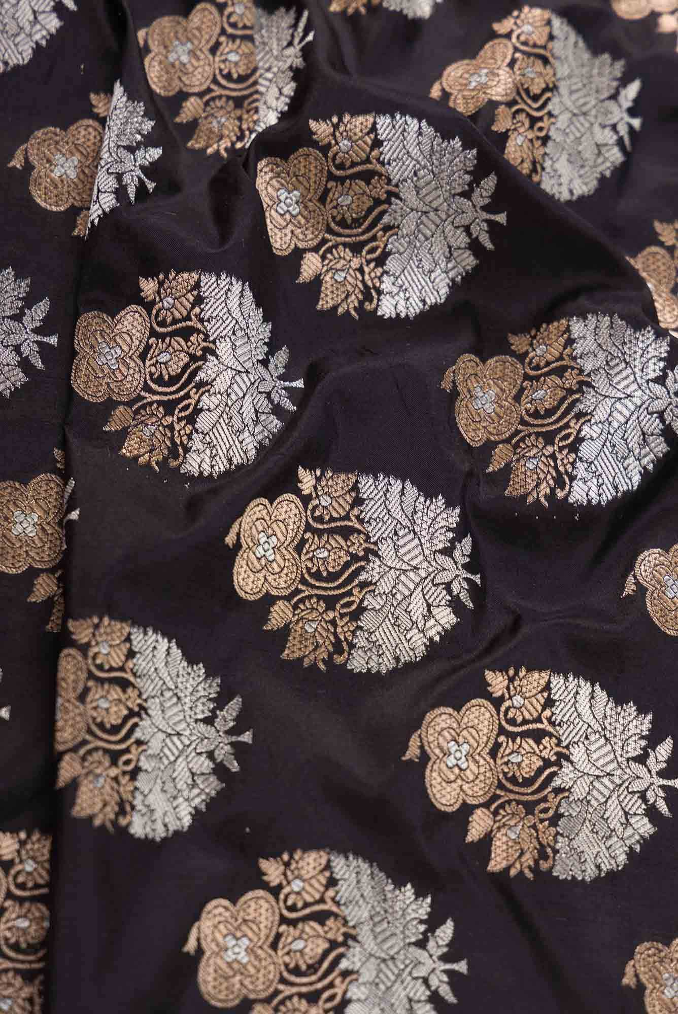 Black Banarasi Silk Dress Material