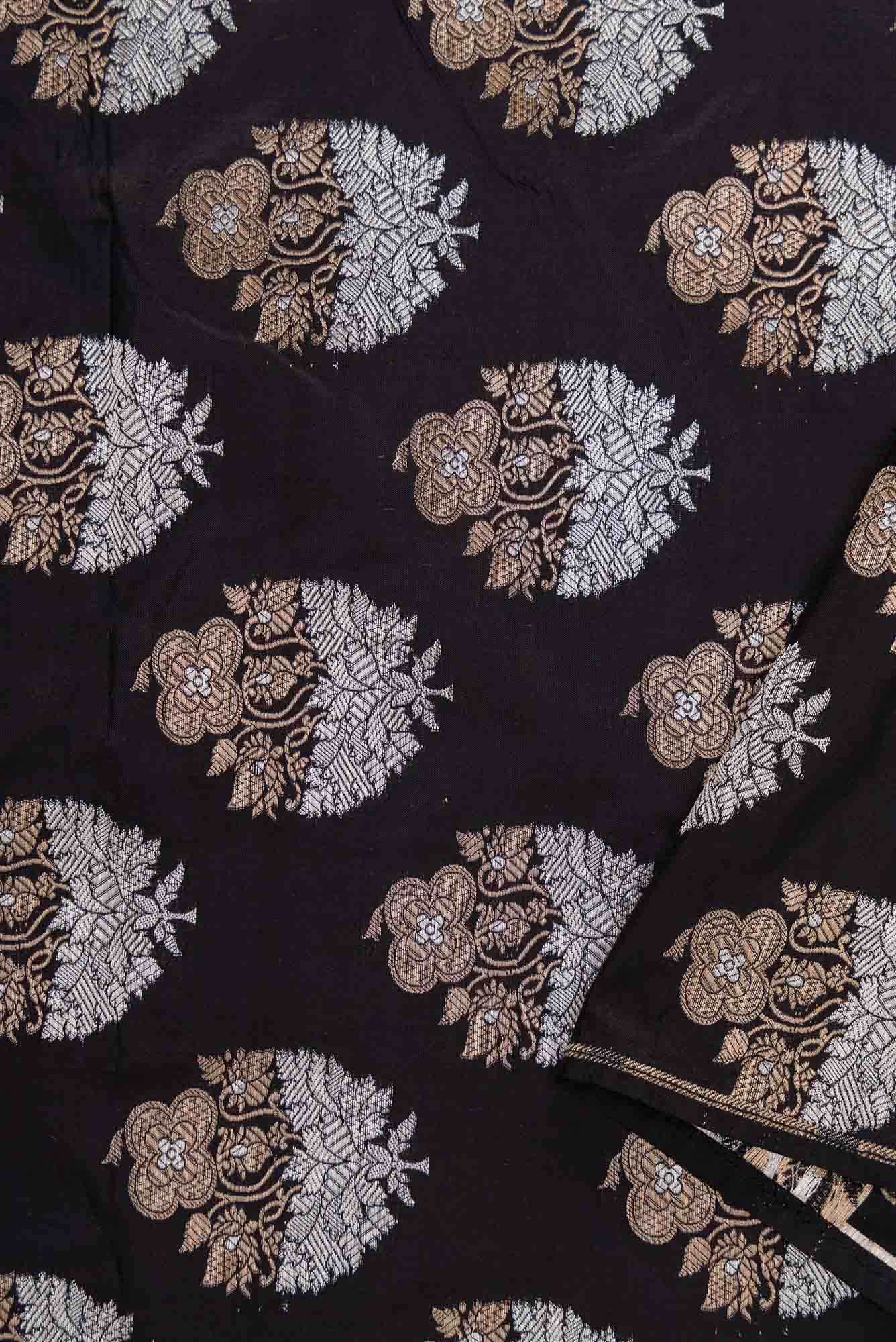 Black Banarasi Silk Dress Material