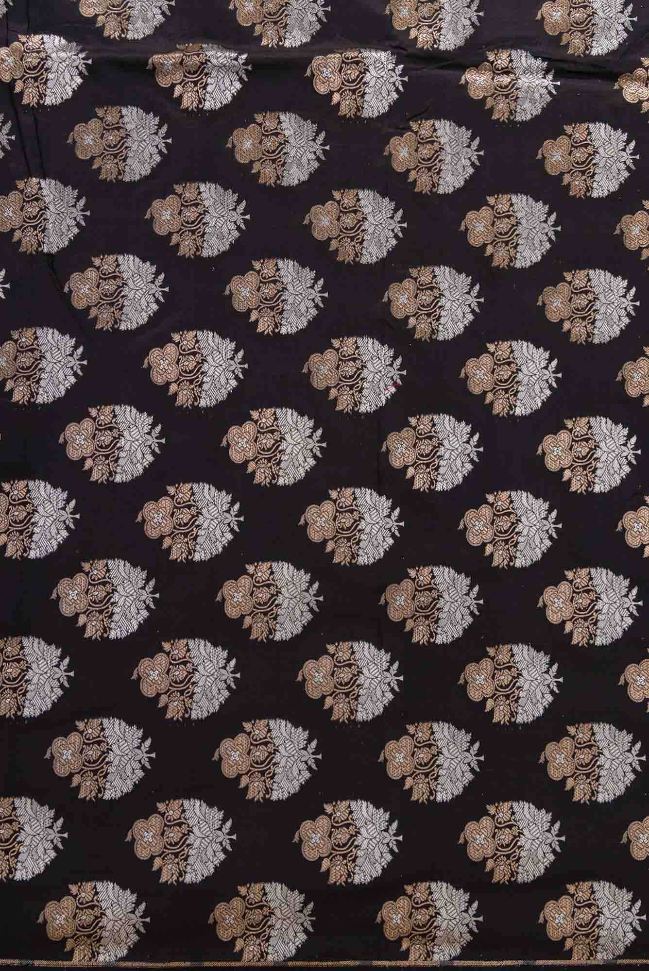 Black Banarasi Silk Dress Material