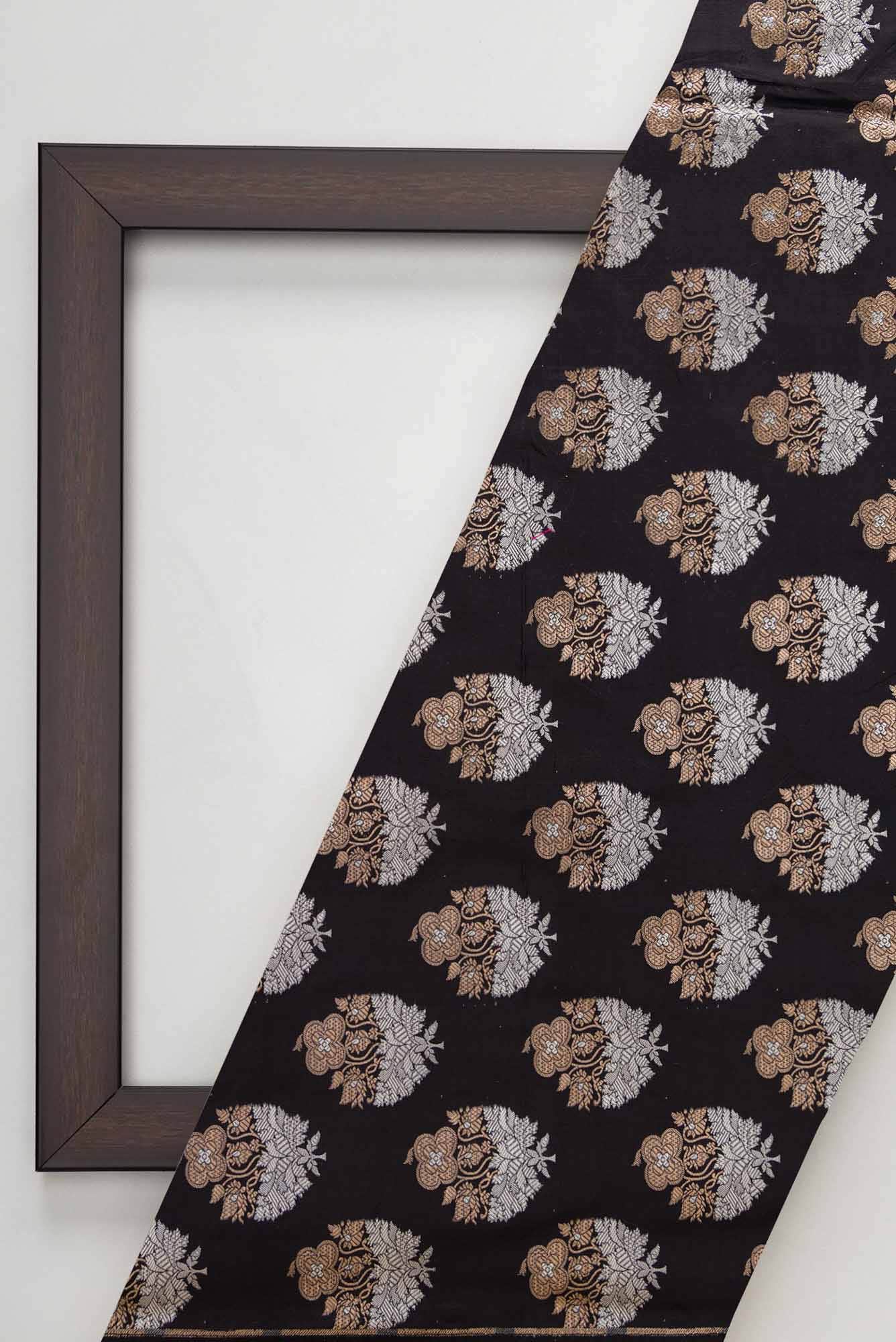 Black Banarasi Silk Dress Material
