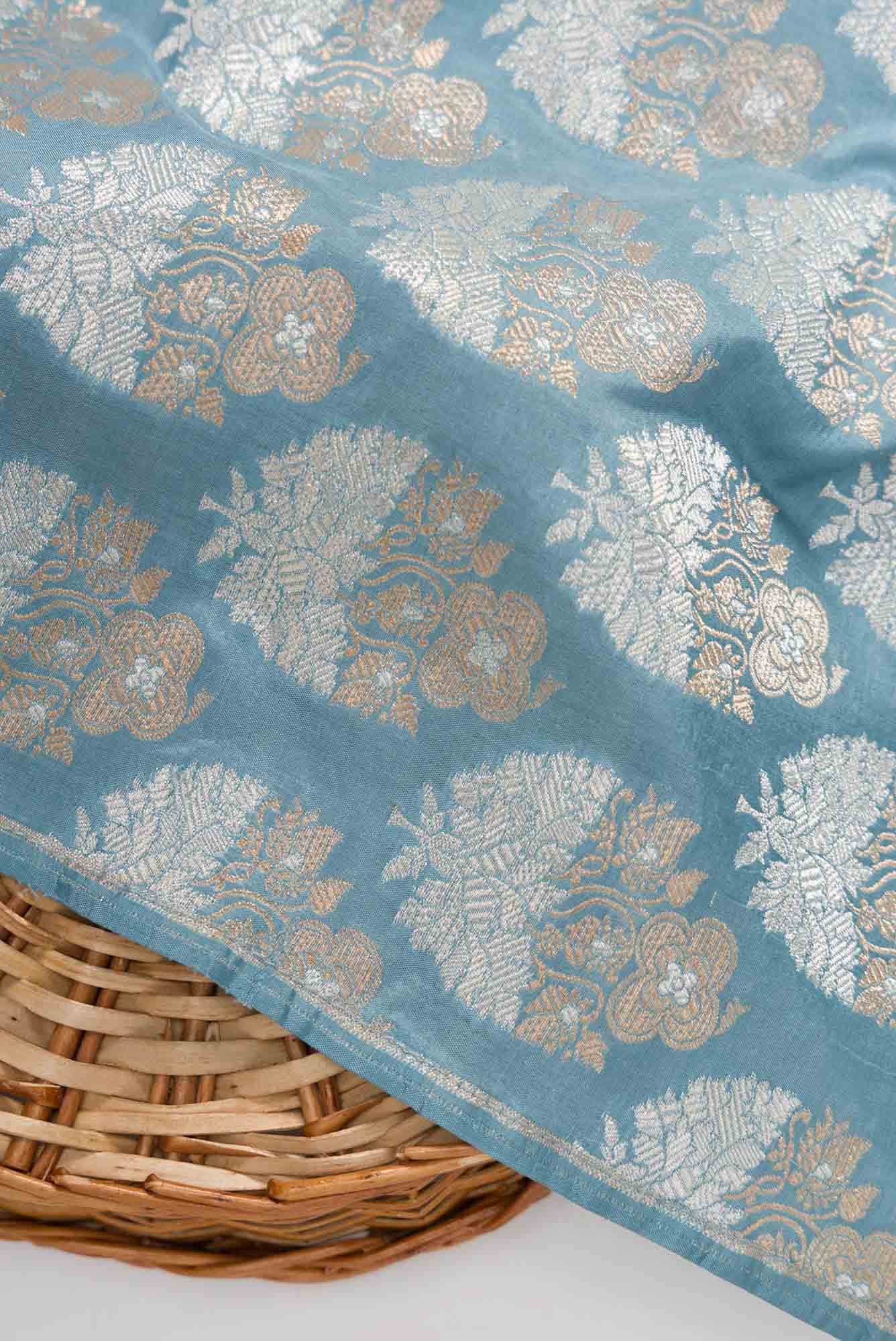 Maya Blue Banarasi Silk Dress Material