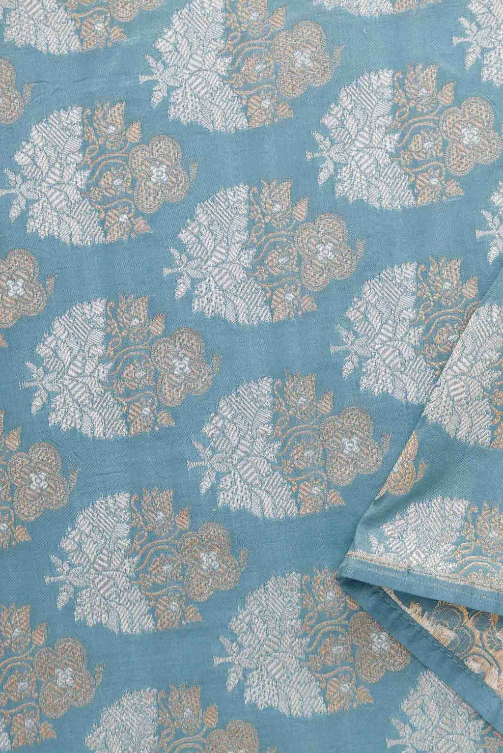 Maya Blue Banarasi Silk Dress Material