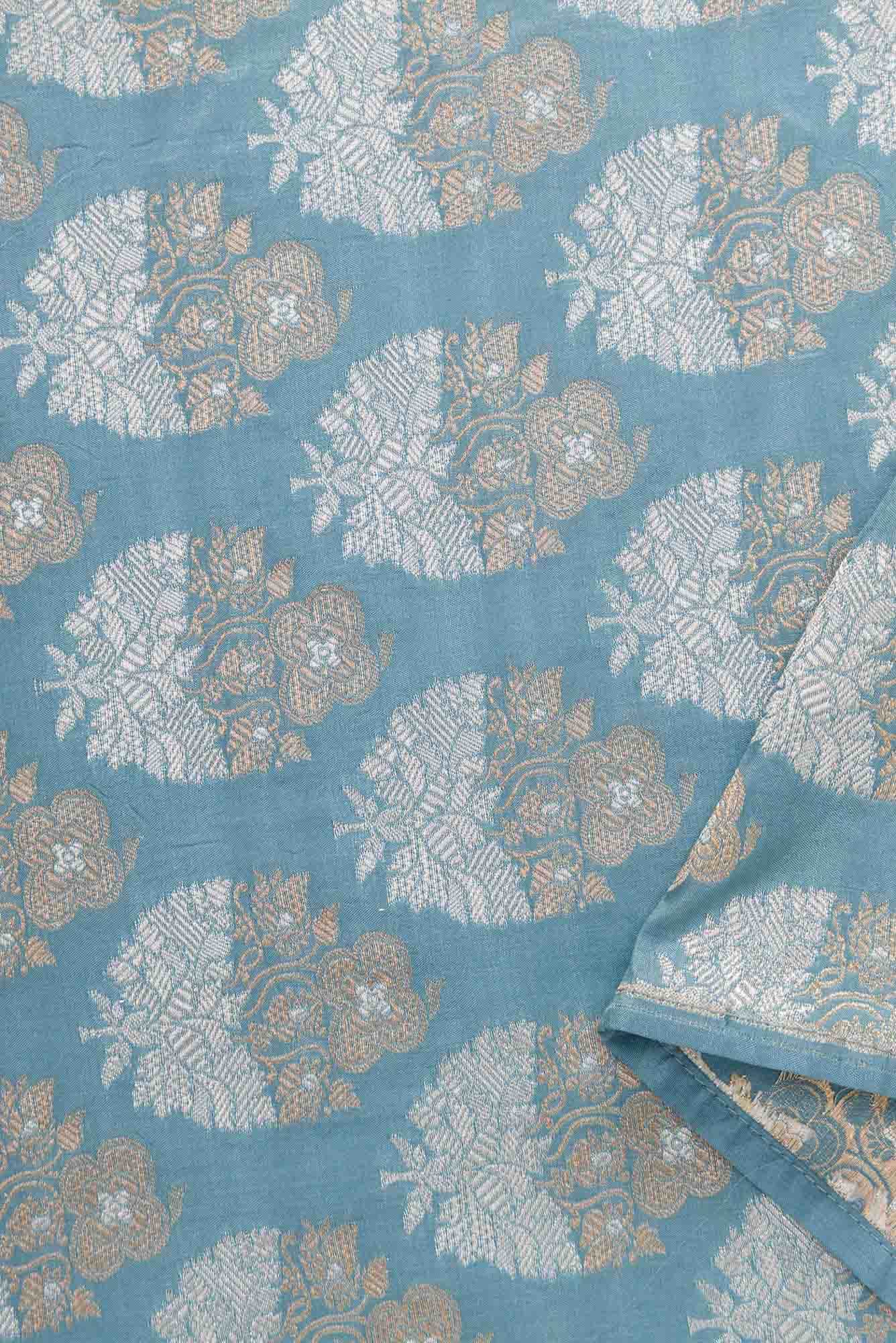 Maya Blue Banarasi Silk Dress Material