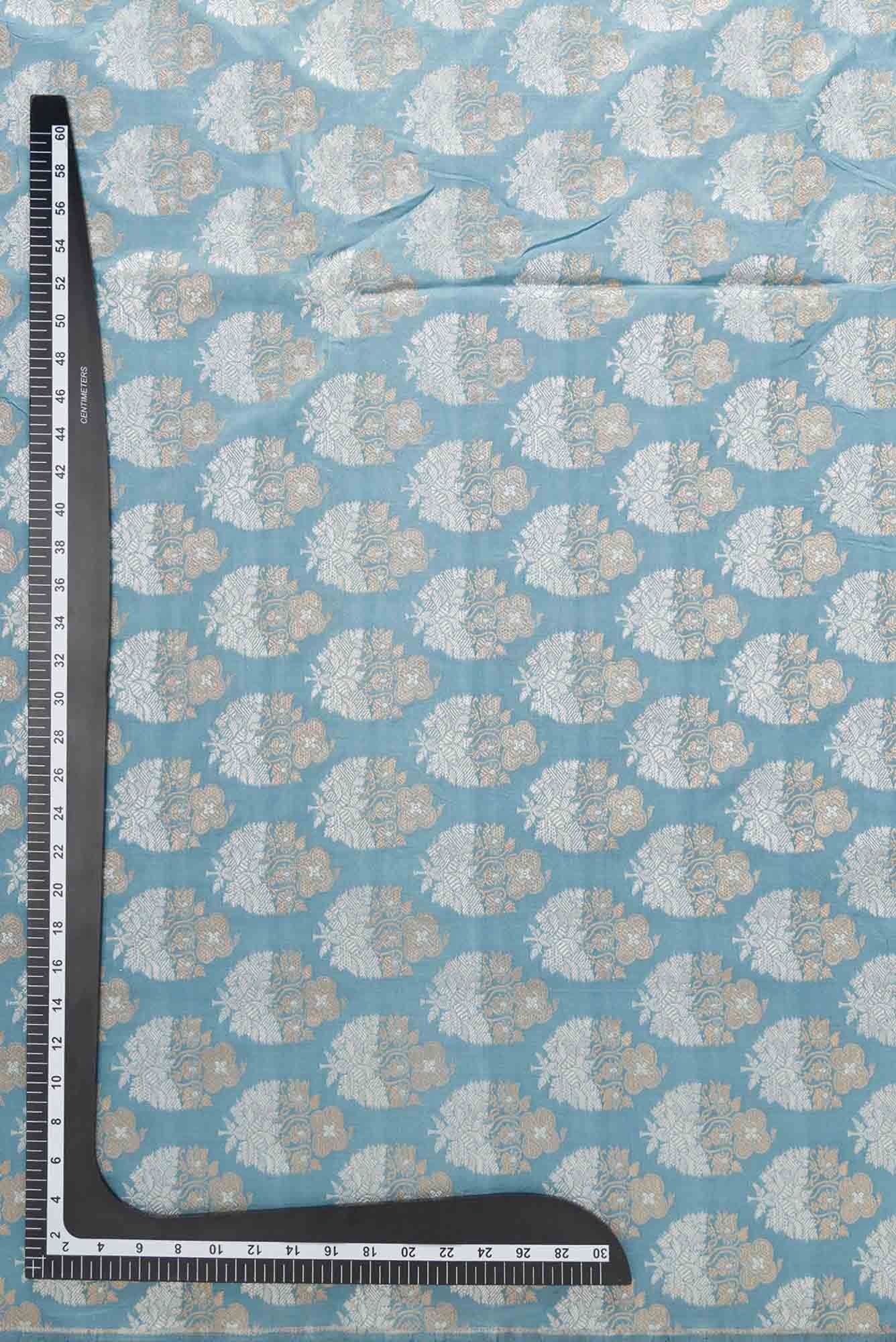 Maya Blue Banarasi Silk Dress Material