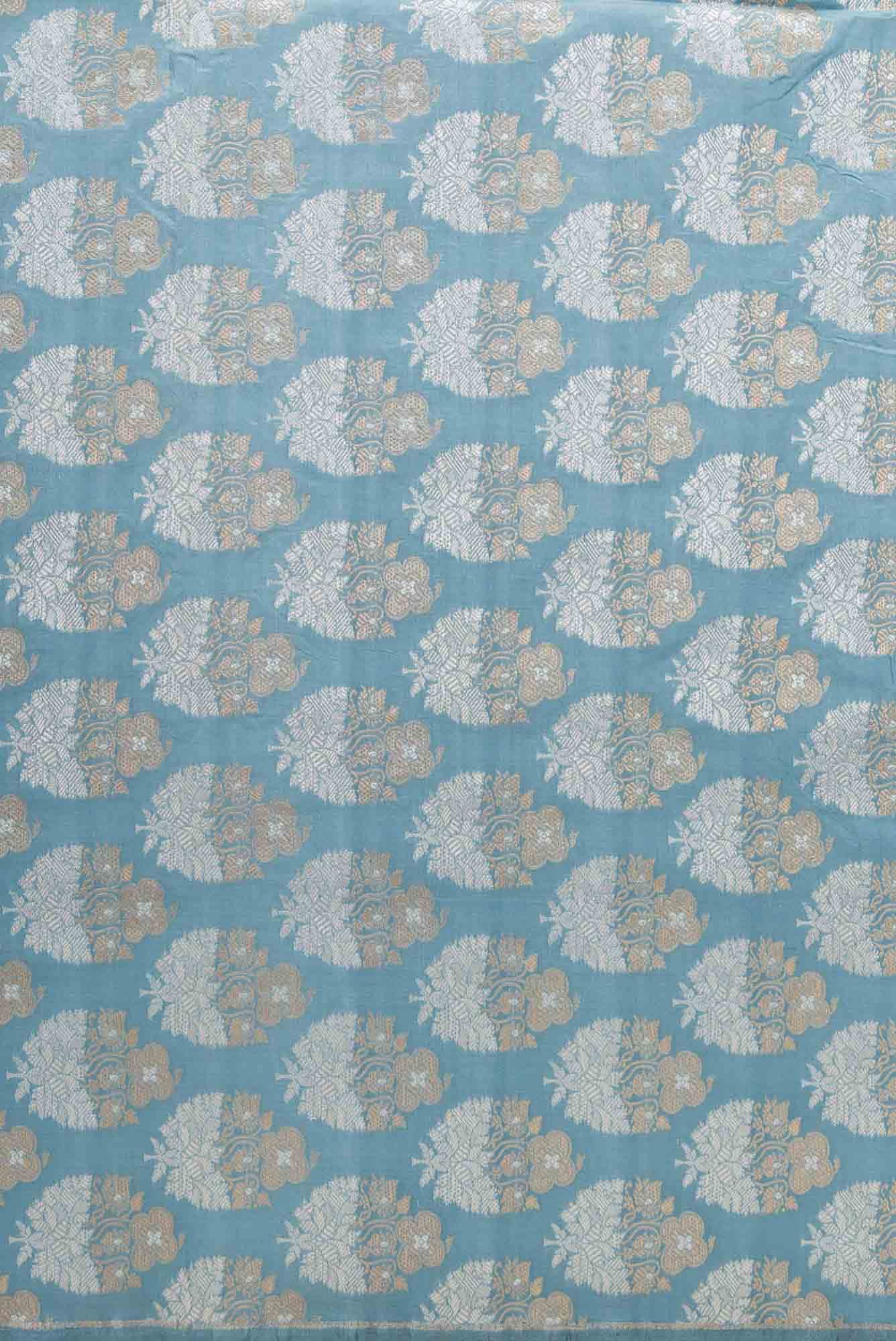 Maya Blue Banarasi Silk Dress Material