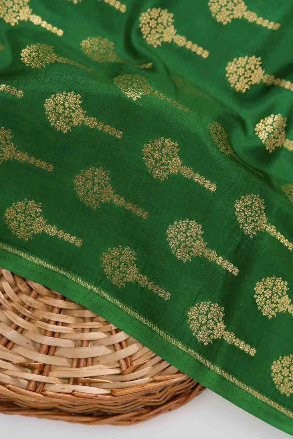 Green Banarasi Silk Dress Material
