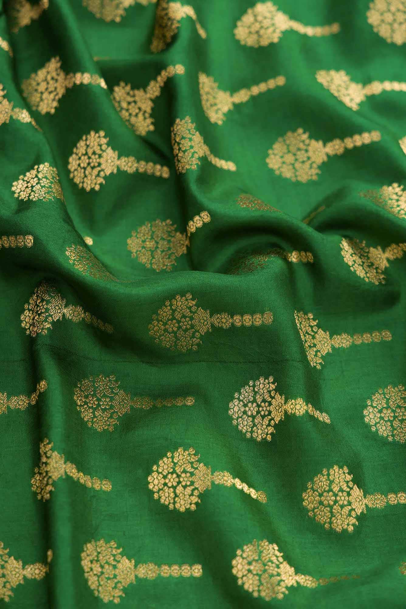 Green Banarasi Silk Dress Material
