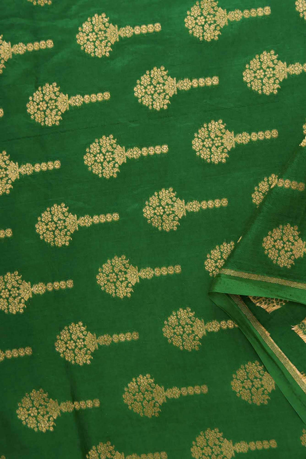 Green Banarasi Silk Dress Material