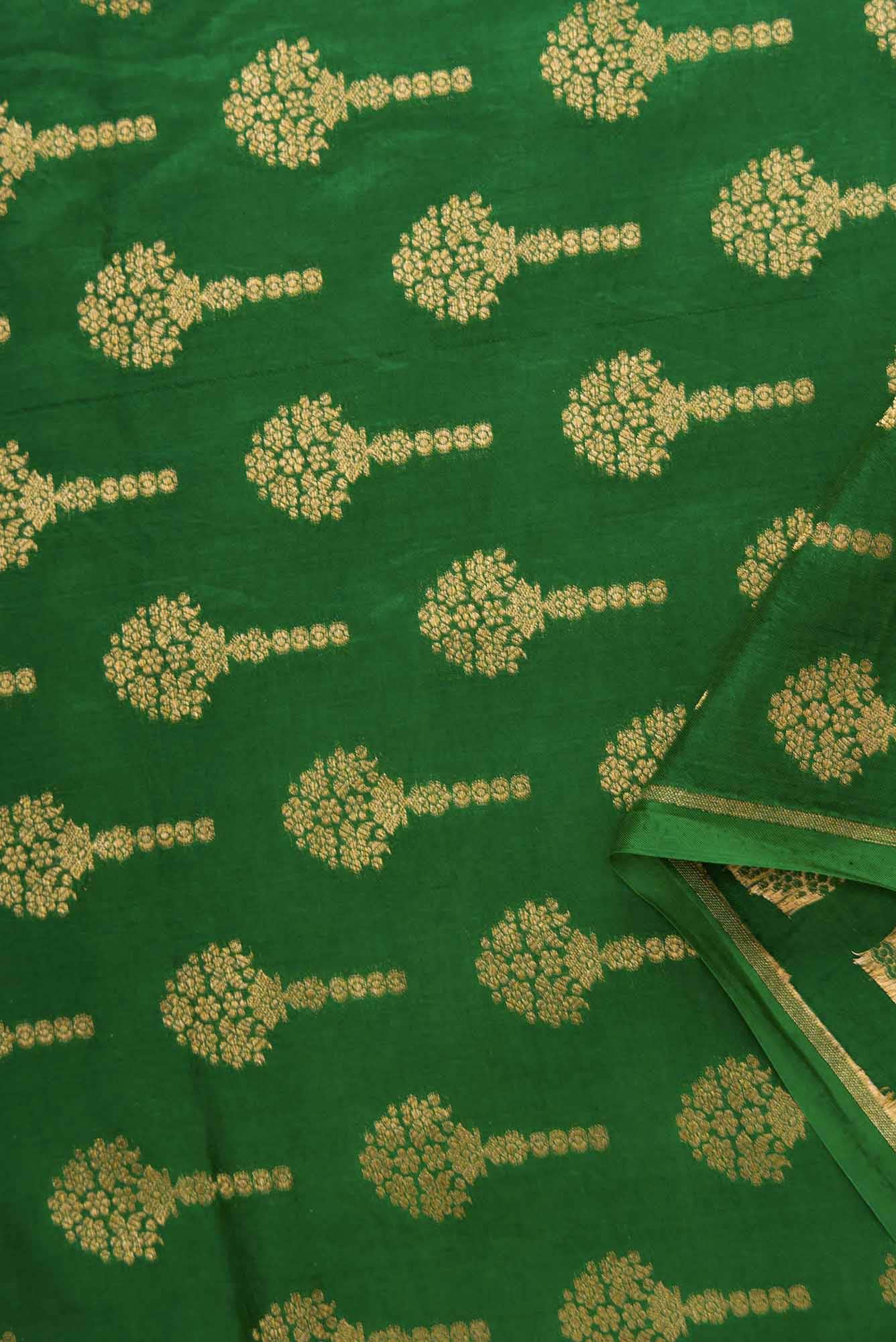 Green Banarasi Silk Dress Material