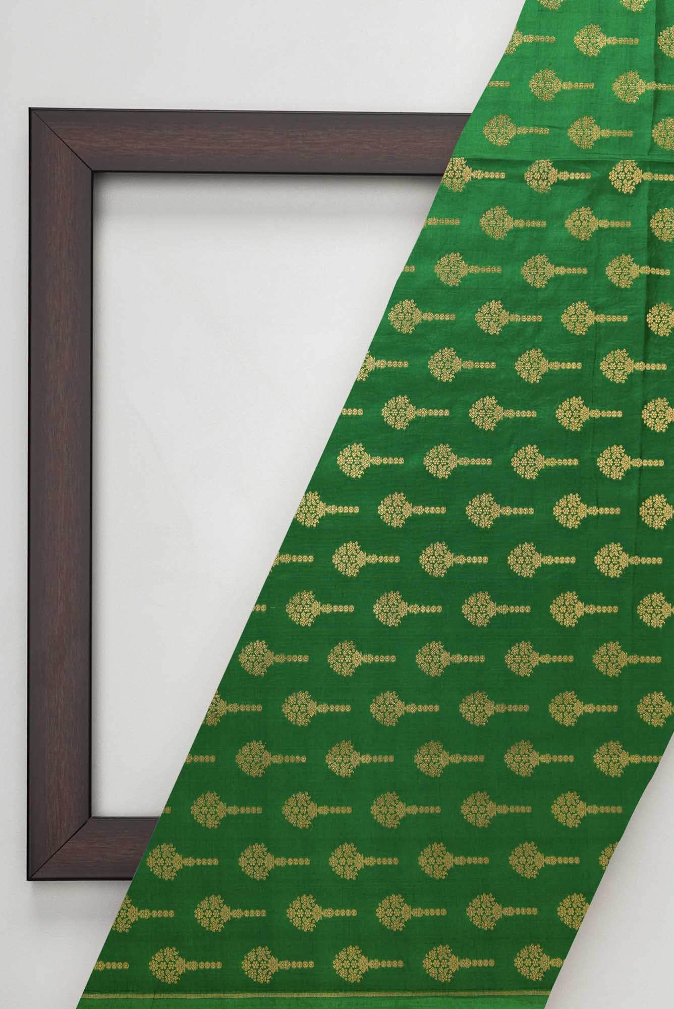 Green Banarasi Silk Dress Material
