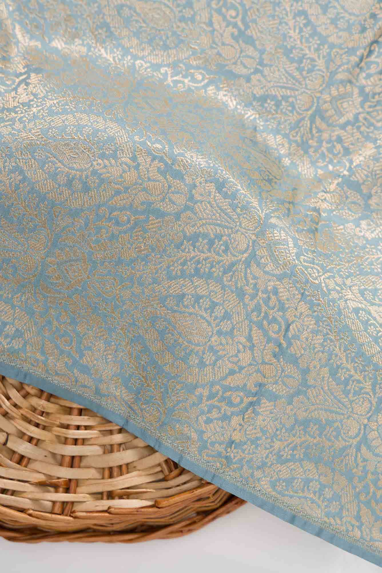 Maya Blue Banarasi Silk Dress Material