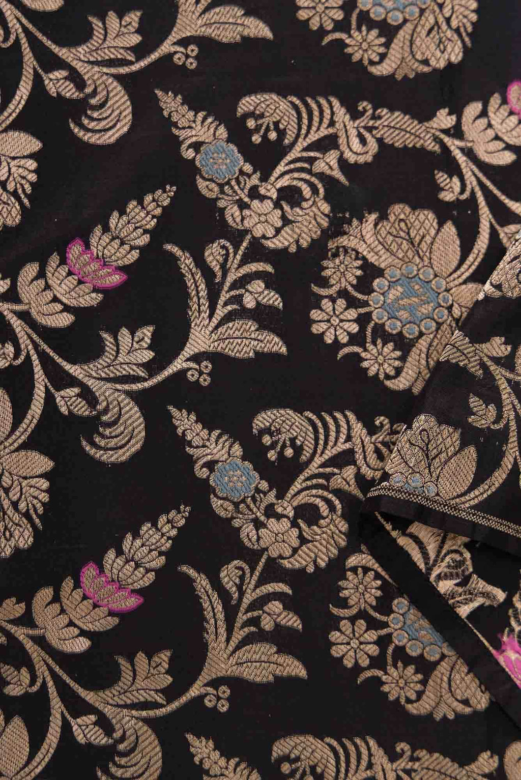 Black Banarasi Silk Dress Material